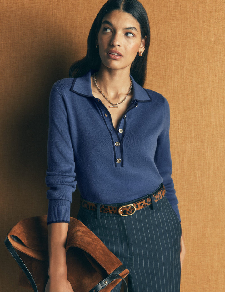 Liz Henley Sweater-Soft Indigo