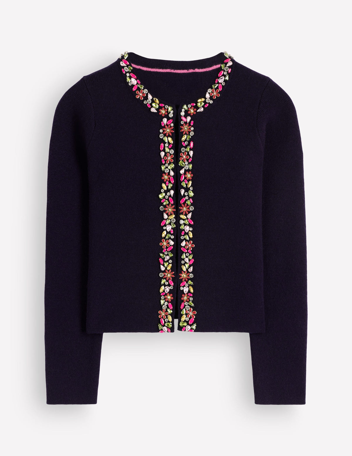 Embellished Knit Cardigan-Navy-6