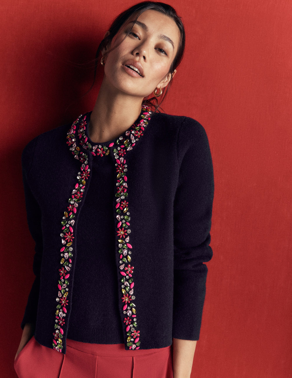 Embellished Knit Cardigan-Navy - Image 1