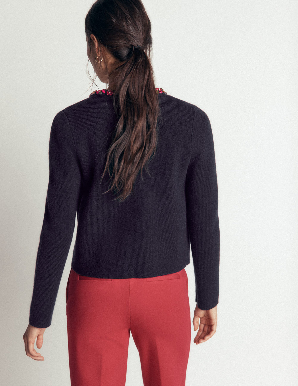 Embellished Knit Cardigan-Navy - Image 4
