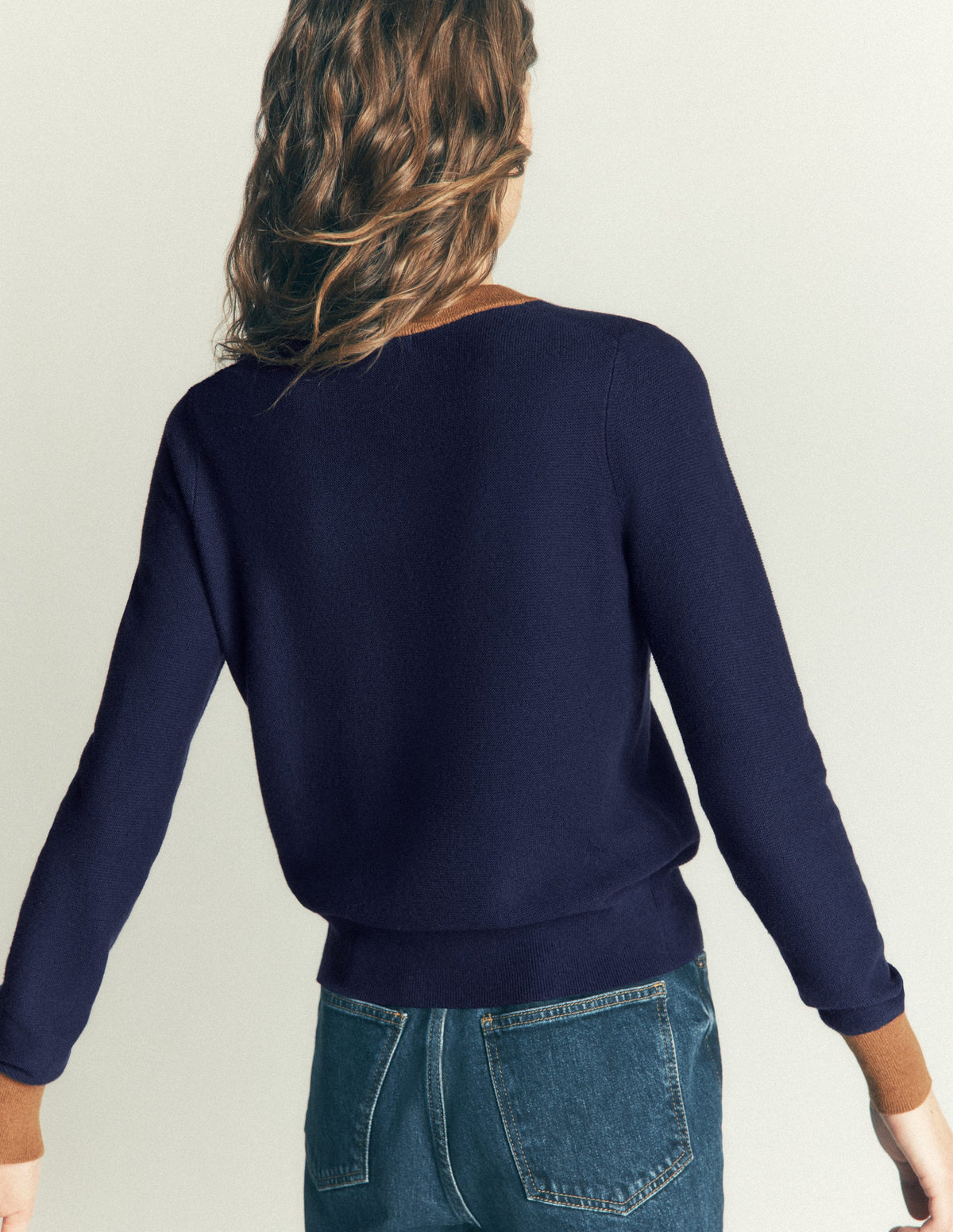 Grace Colour Block Cardigan-Navy, Camel-3