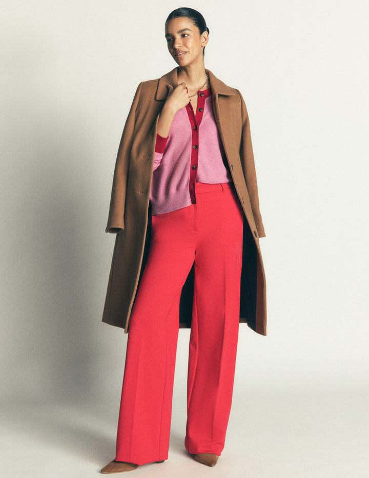 Grace Colour Block Cardigan-Peony Pink, Red