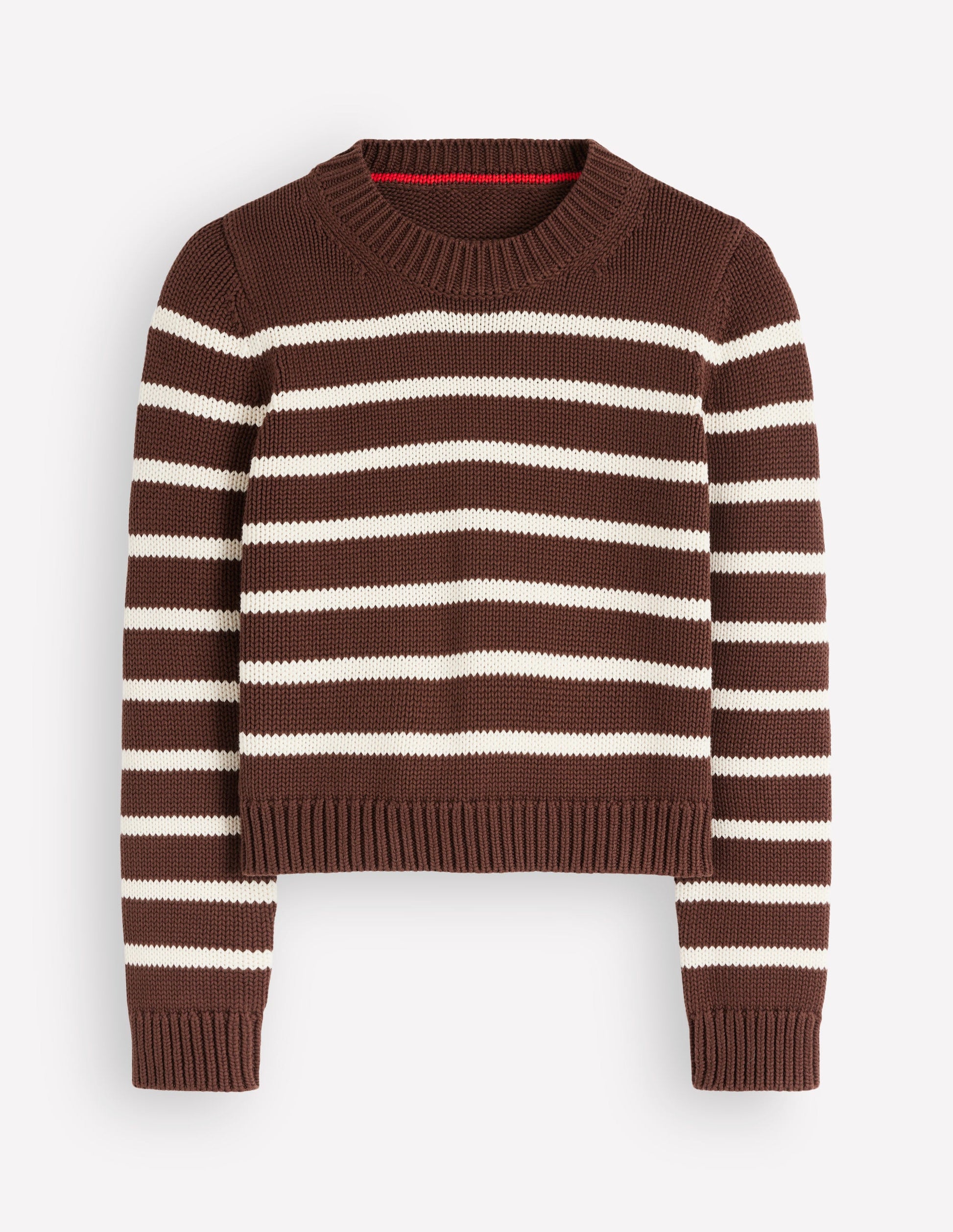 Lucy Chunky Cotton Sweater-brown, ivory stripe-6