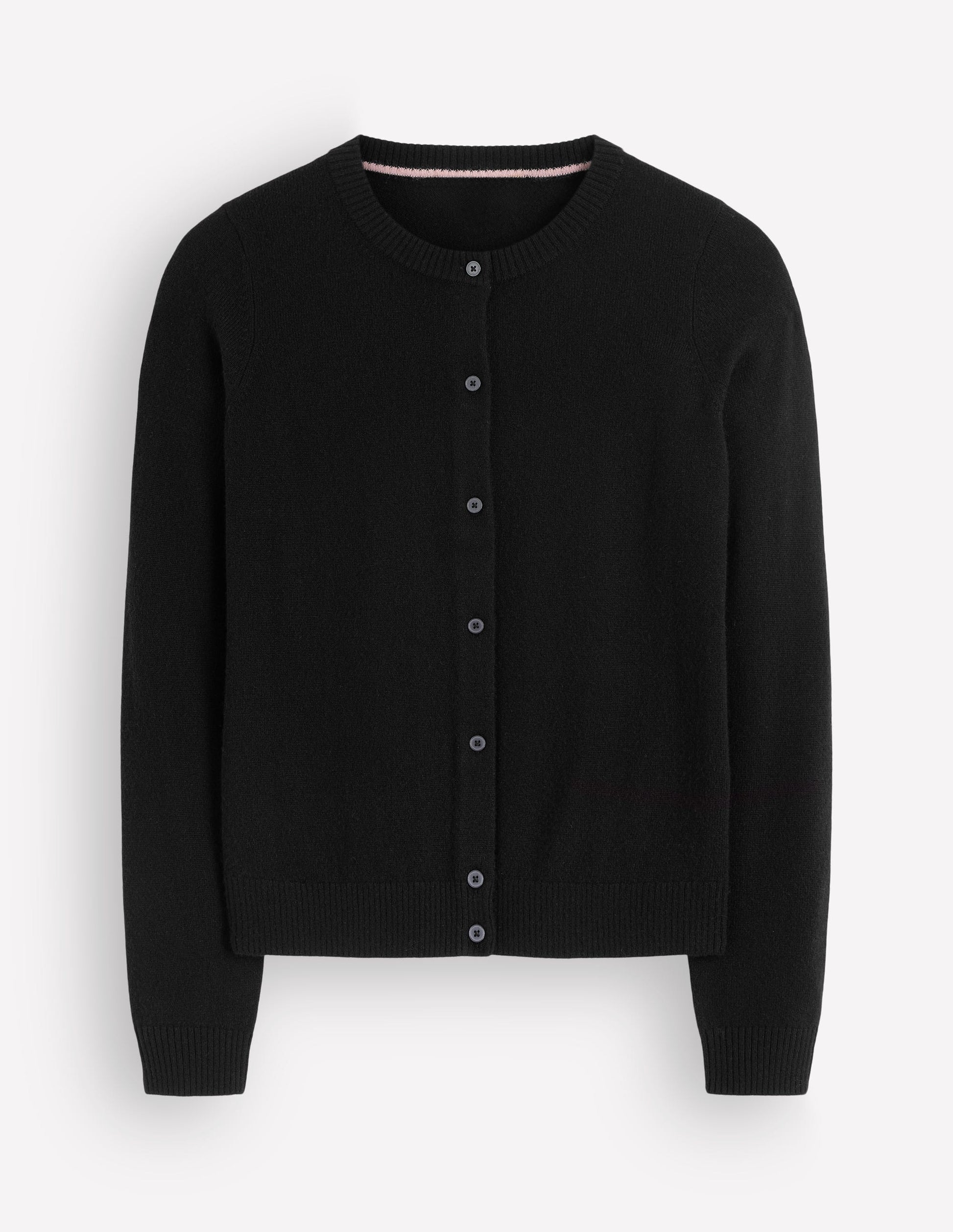 Elsie Cashmere Crew Cardigan-Black-5