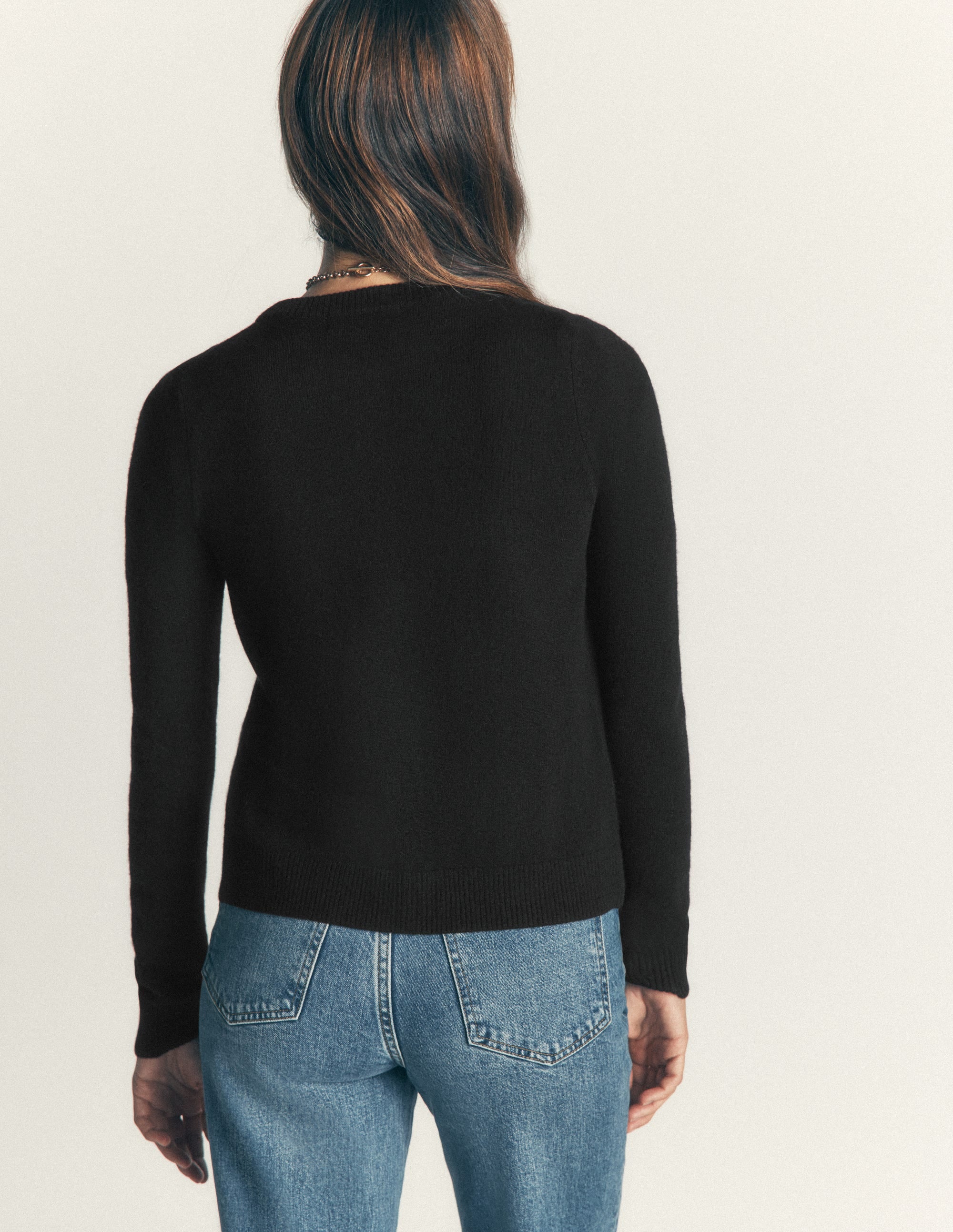 Elsie Cashmere Crew Cardigan - Black | Boden USA