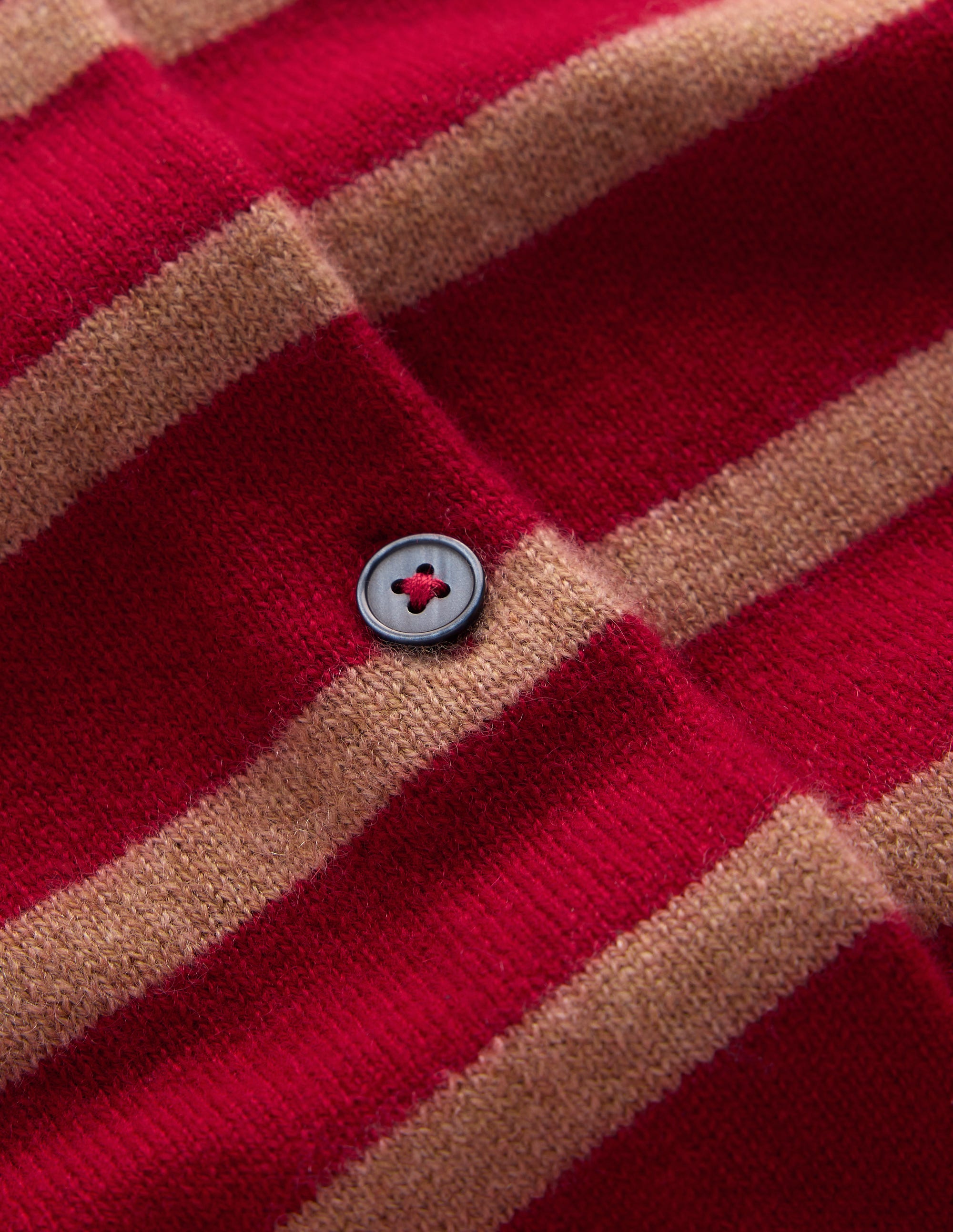 Elsie Cashmere Crew Cardigan-Poppy Red, Camel Stripe - Image 9