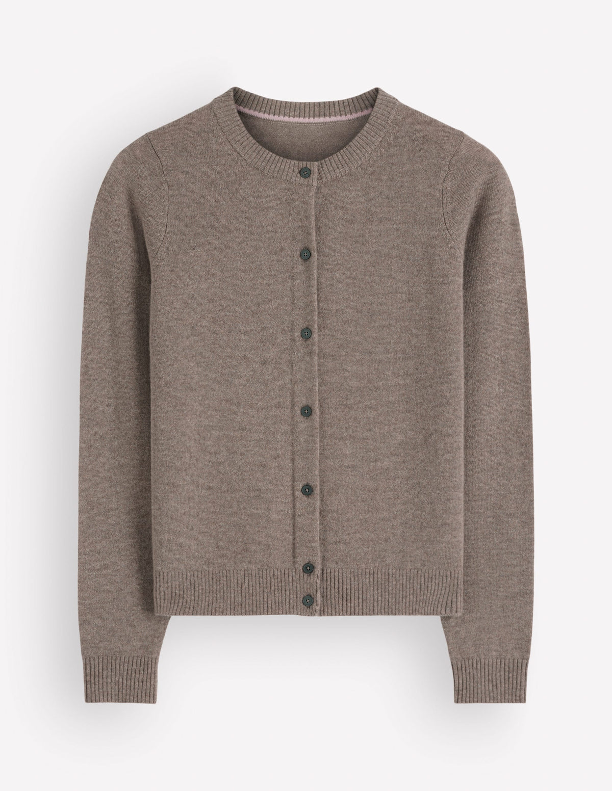 Elsie Cashmere Crew Cardigan-Mink Melange-5