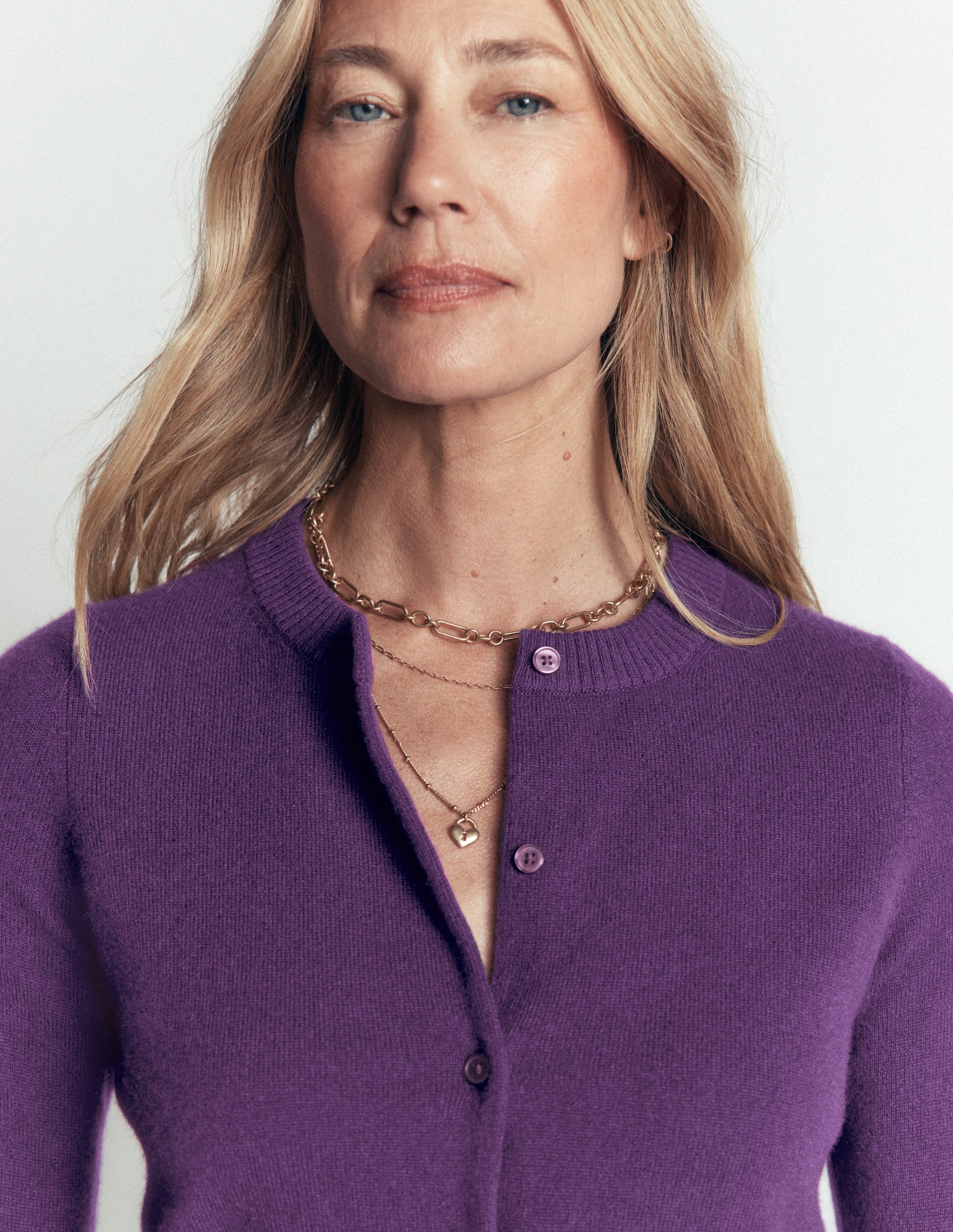 Elsie Cashmere Crew Cardigan - Deep Grape | Boden USA