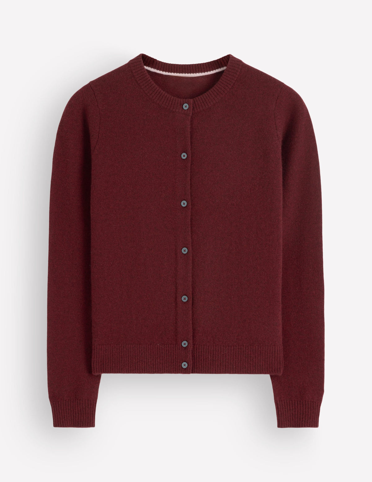 Elsie Cashmere Crew Cardigan-Deep Burgundy-5