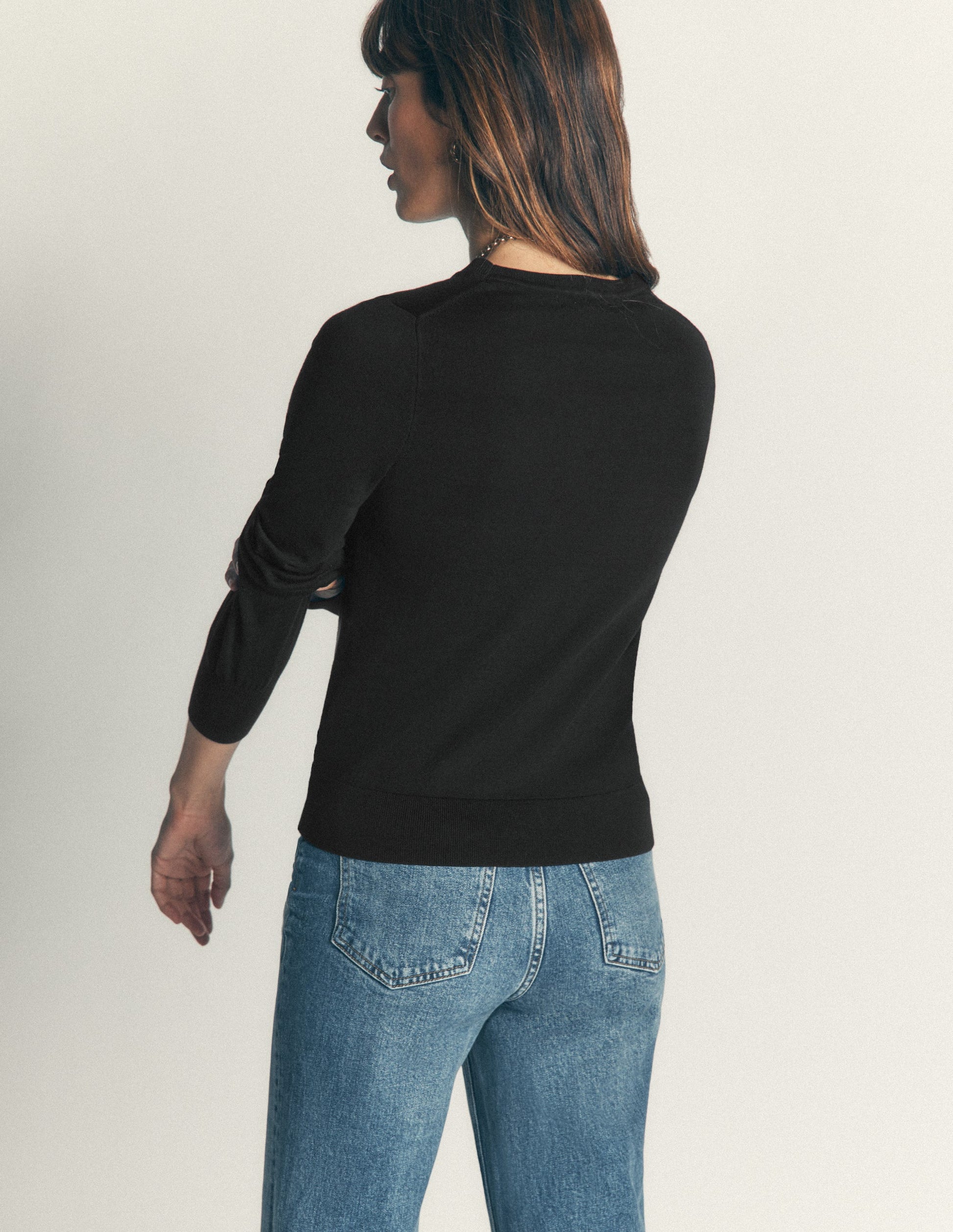 Camilla Cotton Crew Sweater-Black-3