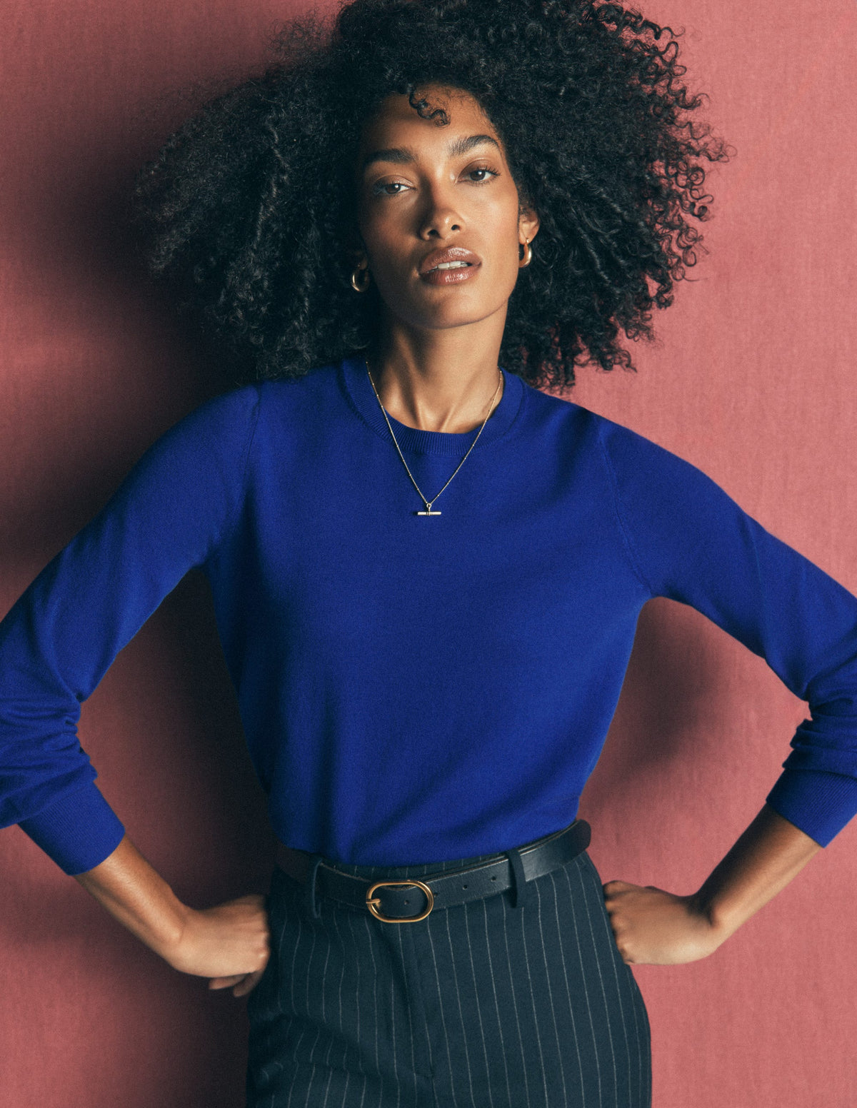Camilla Cotton Crew Sweater-Bright Blue-1