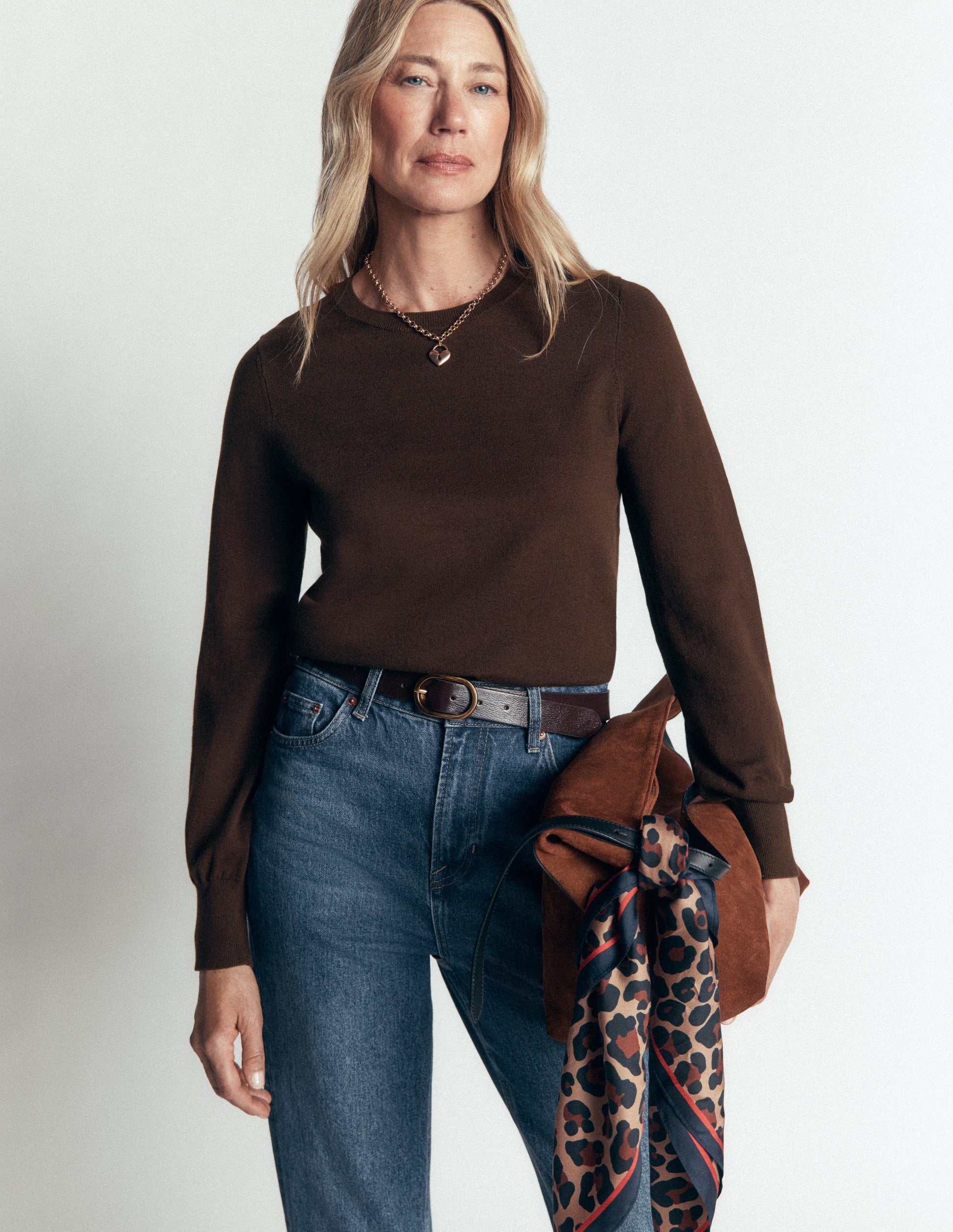 Camilla Cotton Crew Sweater-Bitter Chocolate-4