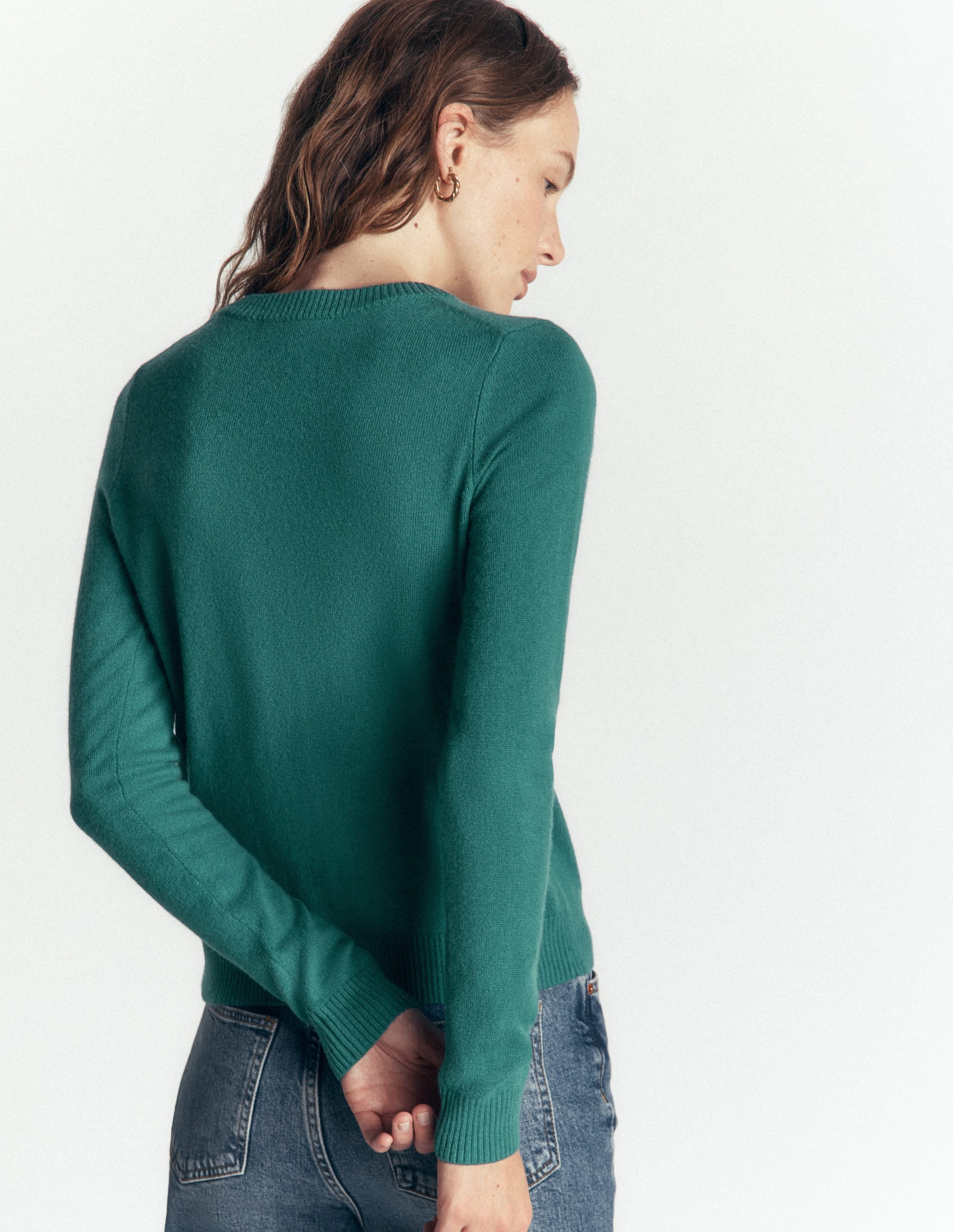 Elsie Cashmere Crew Sweater-Deep Sea Depths - Image 3
