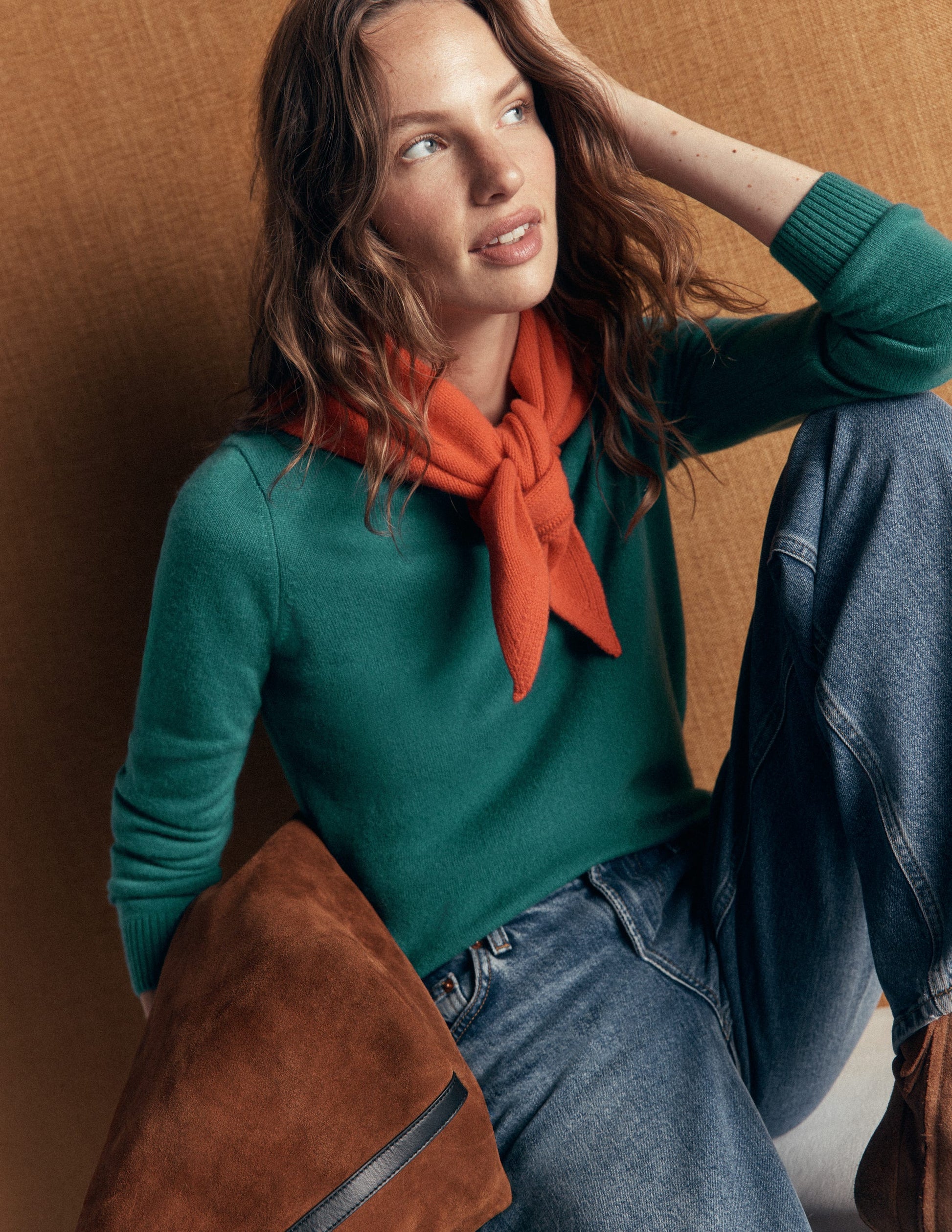 Elsie Cashmere Crew Sweater-Deep Sea Depths-5