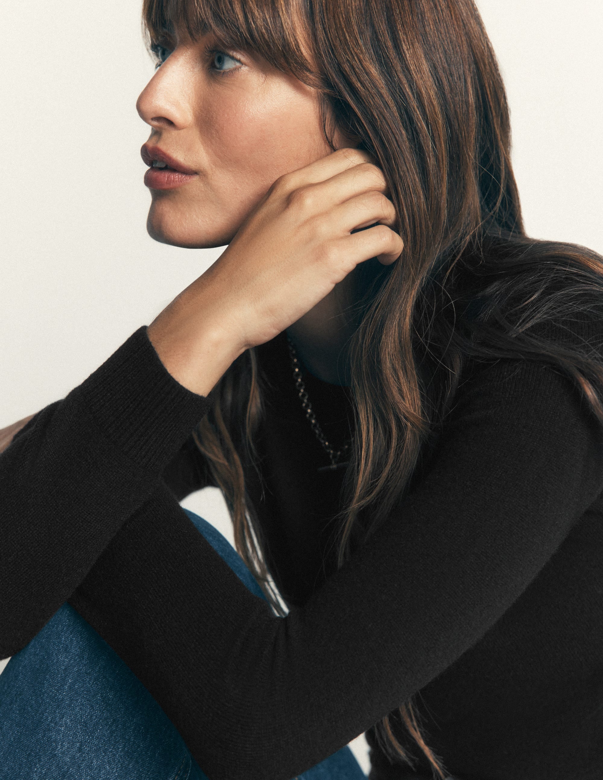 Elsie Cashmere Crew Sweater-Black - Image 2