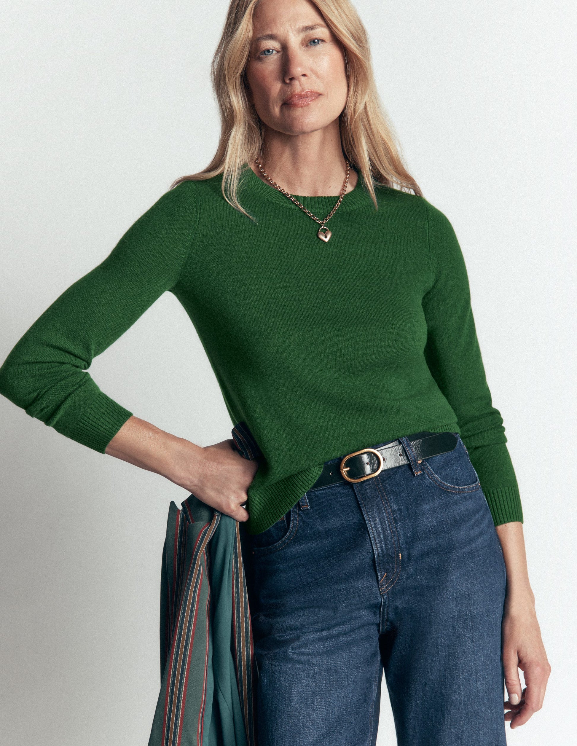 Elsie Cashmere Crew Sweater-Fresh Green-3