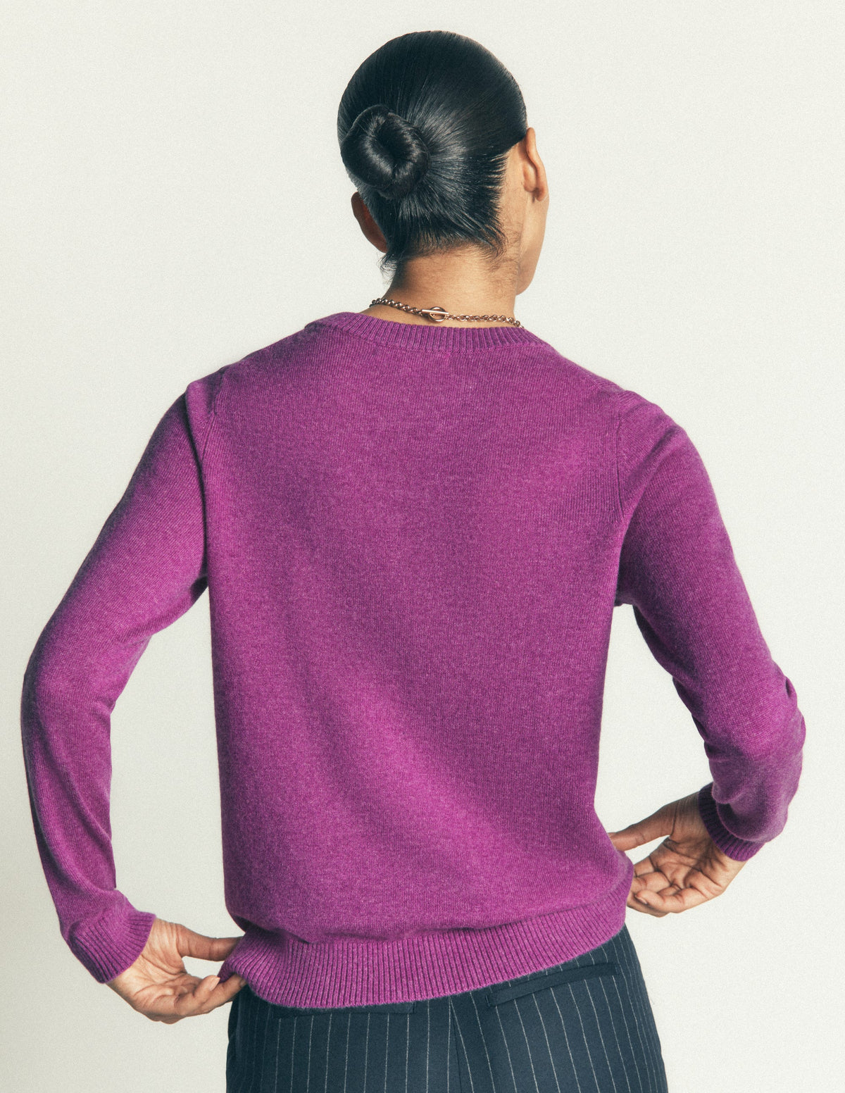 Elsie Cashmere Crew Sweater-Regal Purple - Image 3