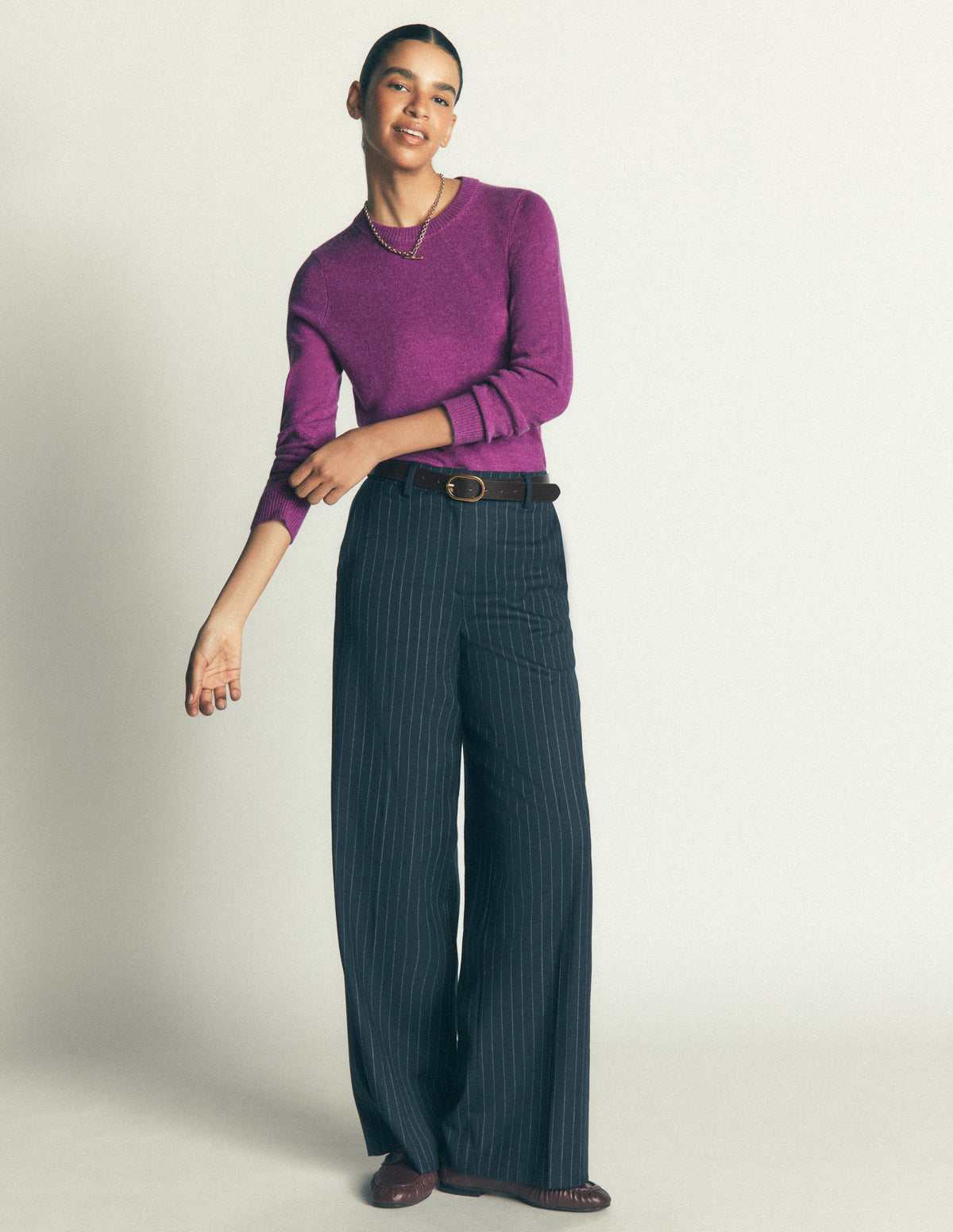 Elsie Cashmere Crew Sweater-Regal Purple-4