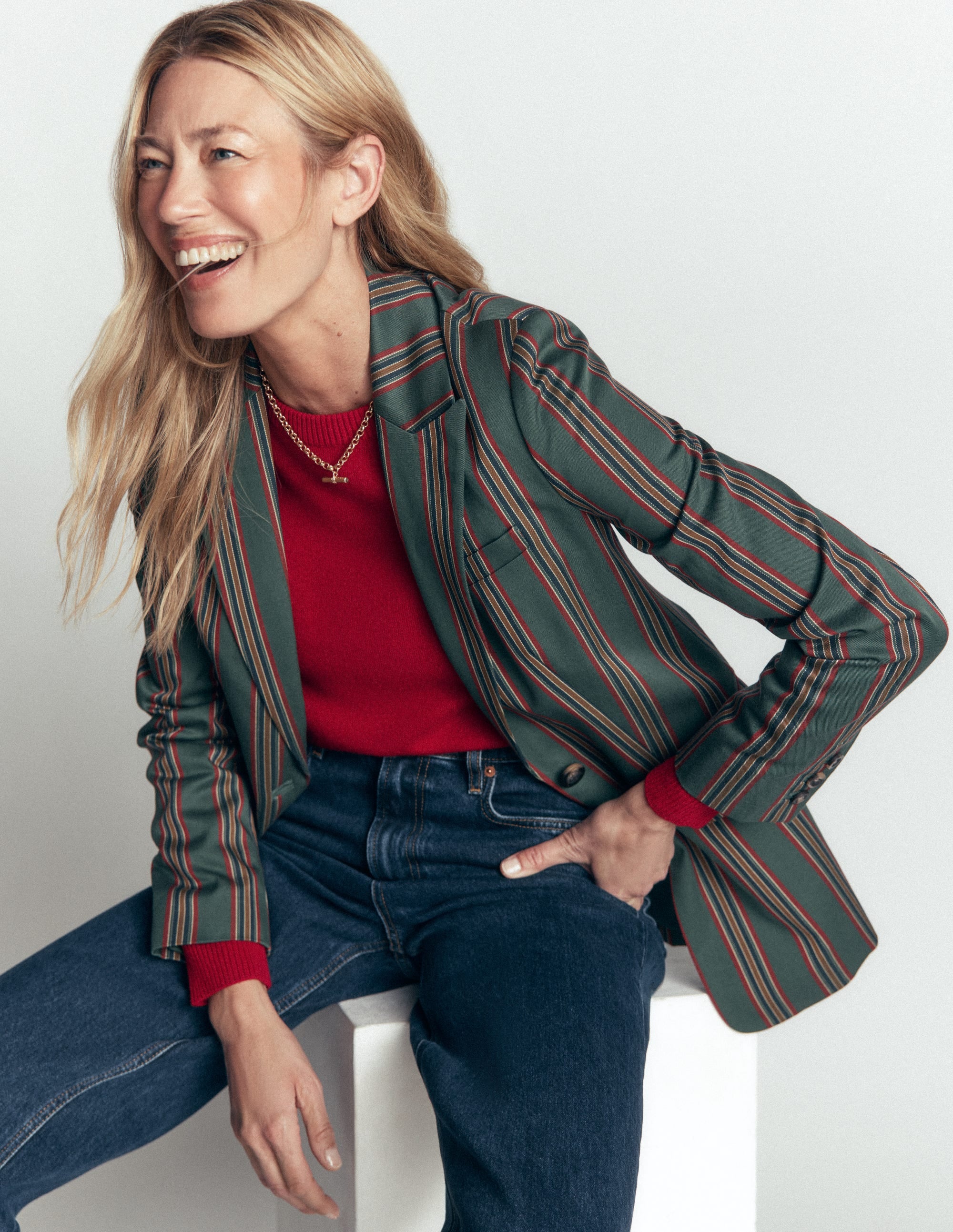 Elsie Cashmere Crew Sweater-Poppy Red - Image 1