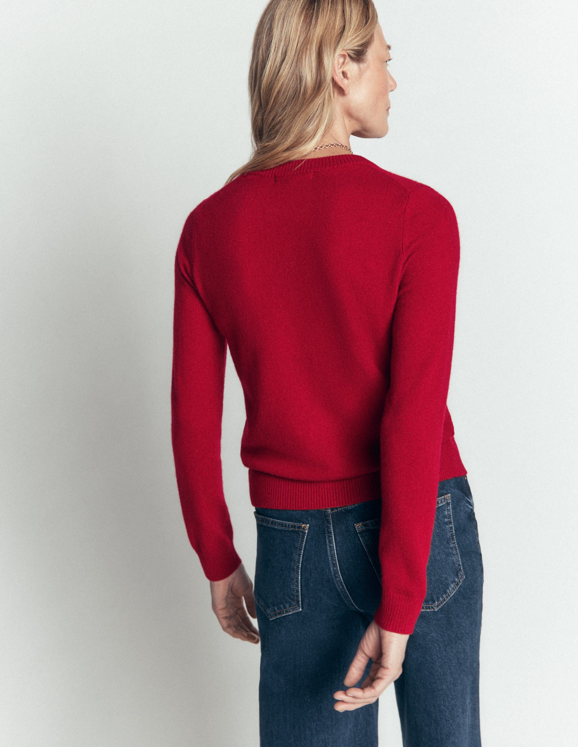 Elsie Cashmere Crew Sweater-Poppy Red - Image 3