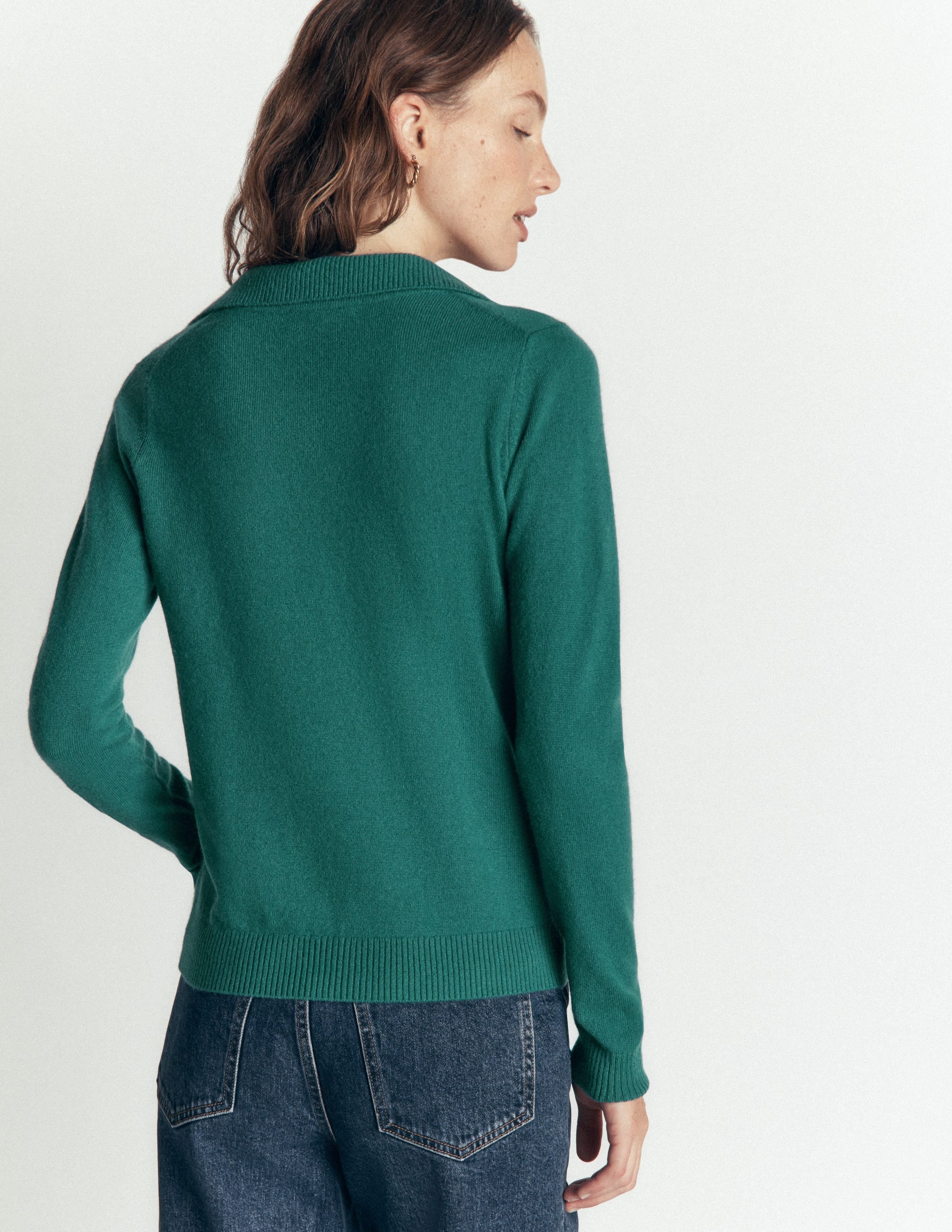 Elsie Cashmere Henley Sweater-Deep Sea Depths - Image 3