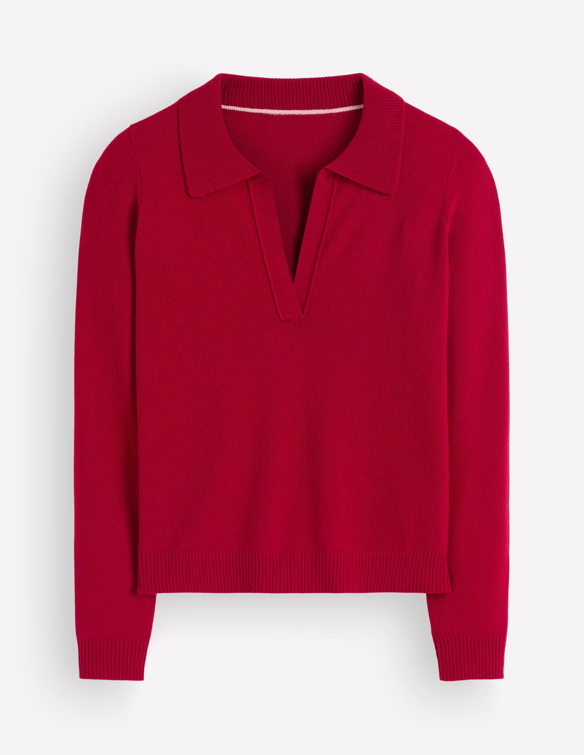 Elsie Cashmere Henley Sweater-Crimson Red - Image 6