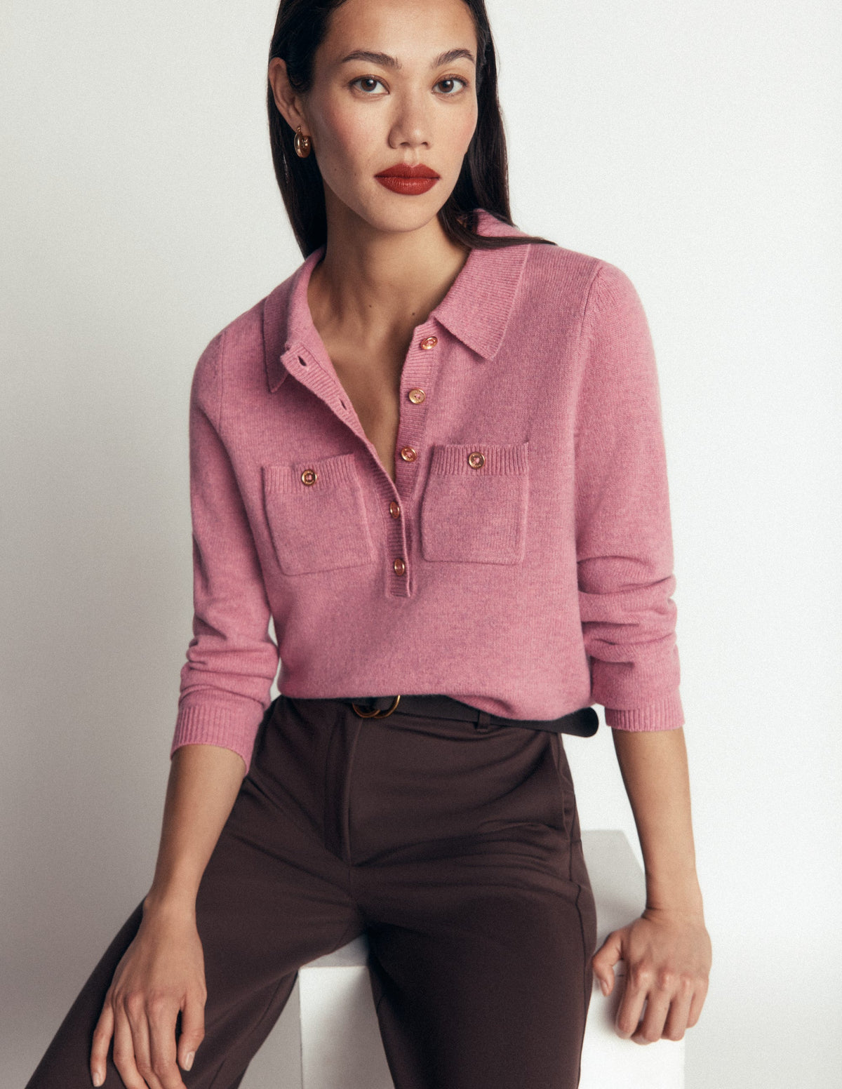 Marianne Merino Wool Sweater-Pink Heather-1