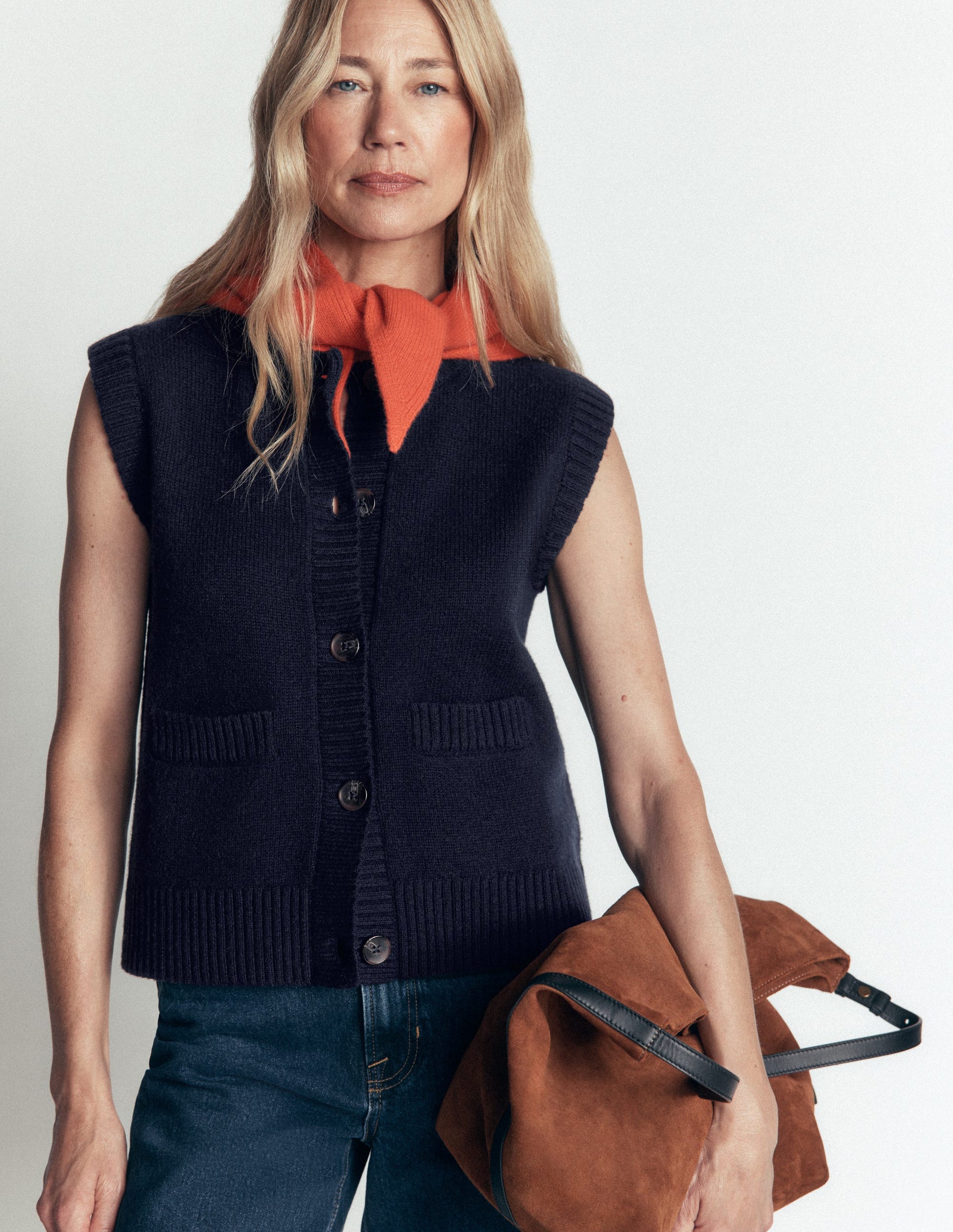 Marta Merino Wool Waistcoat-Navy-1