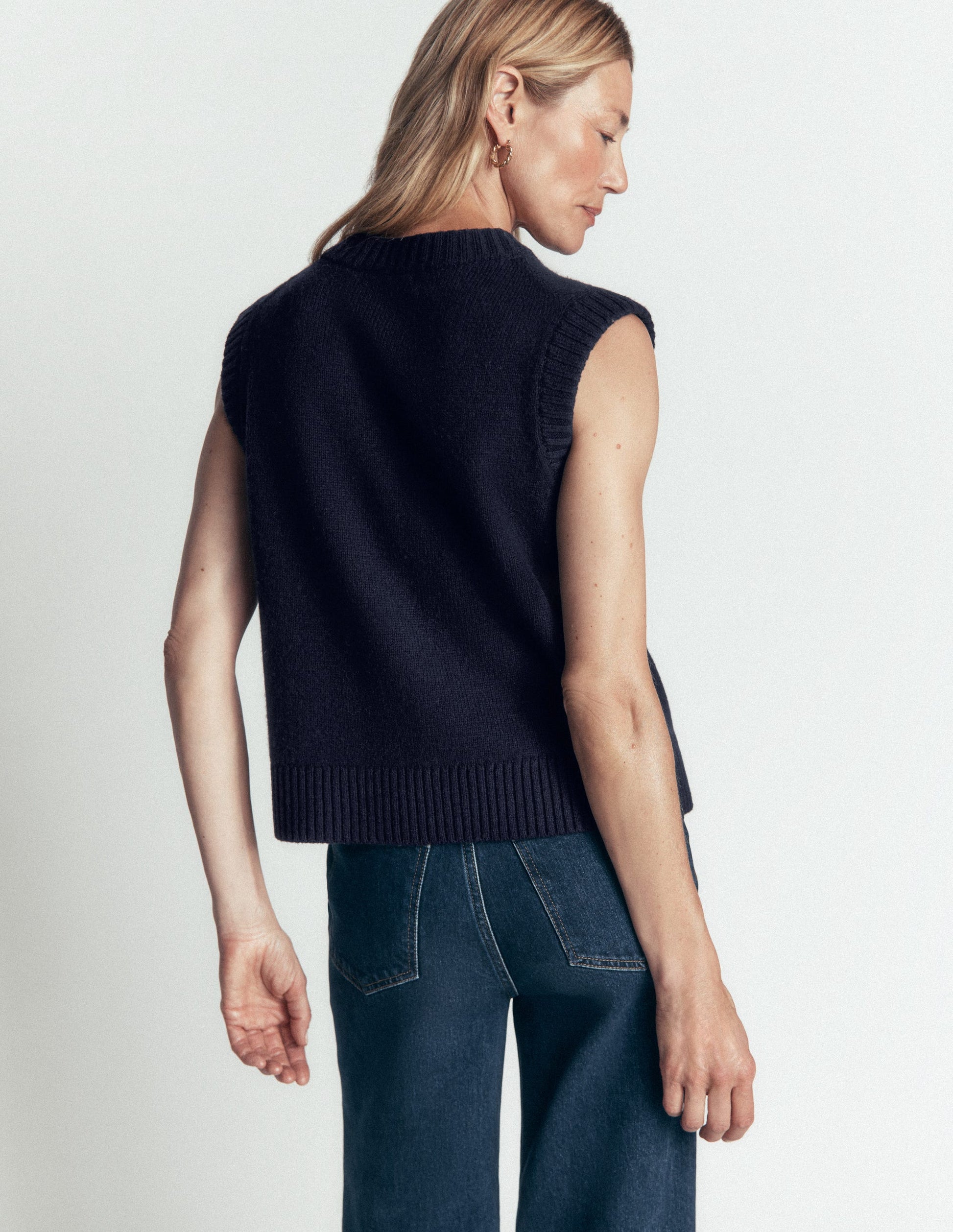 Marta Merino Wool Waistcoat-Navy-3