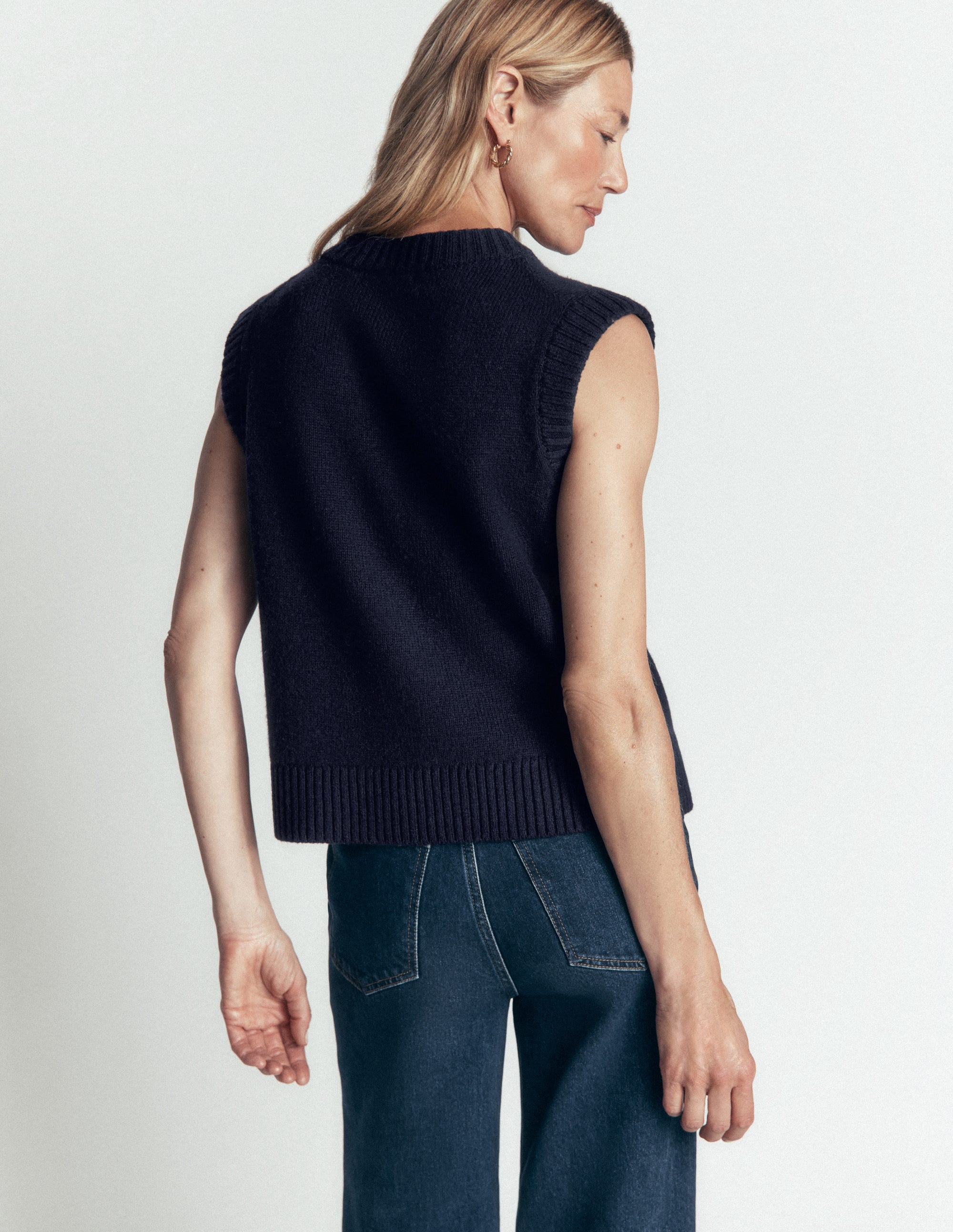 Marta Merino Wool Waistcoat-Navy - Image 3