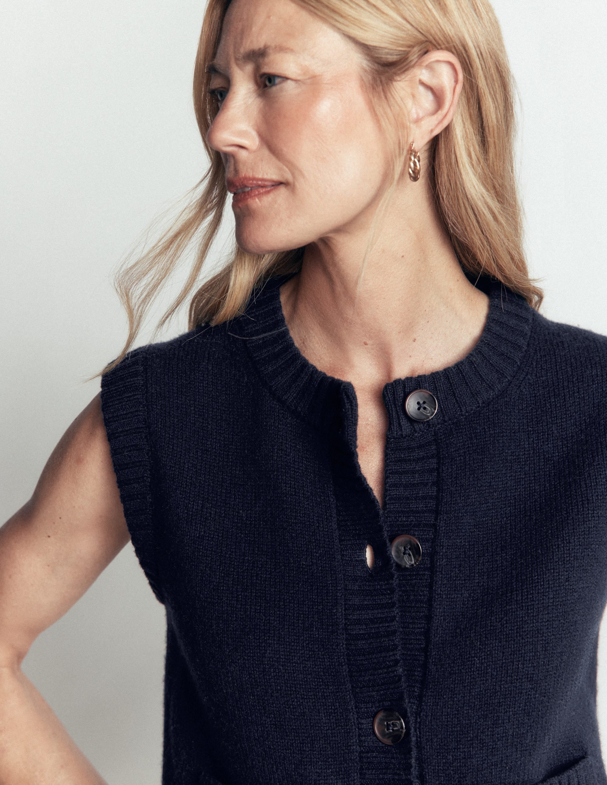 Marta Merino Wool Waistcoat-Navy - Image 4