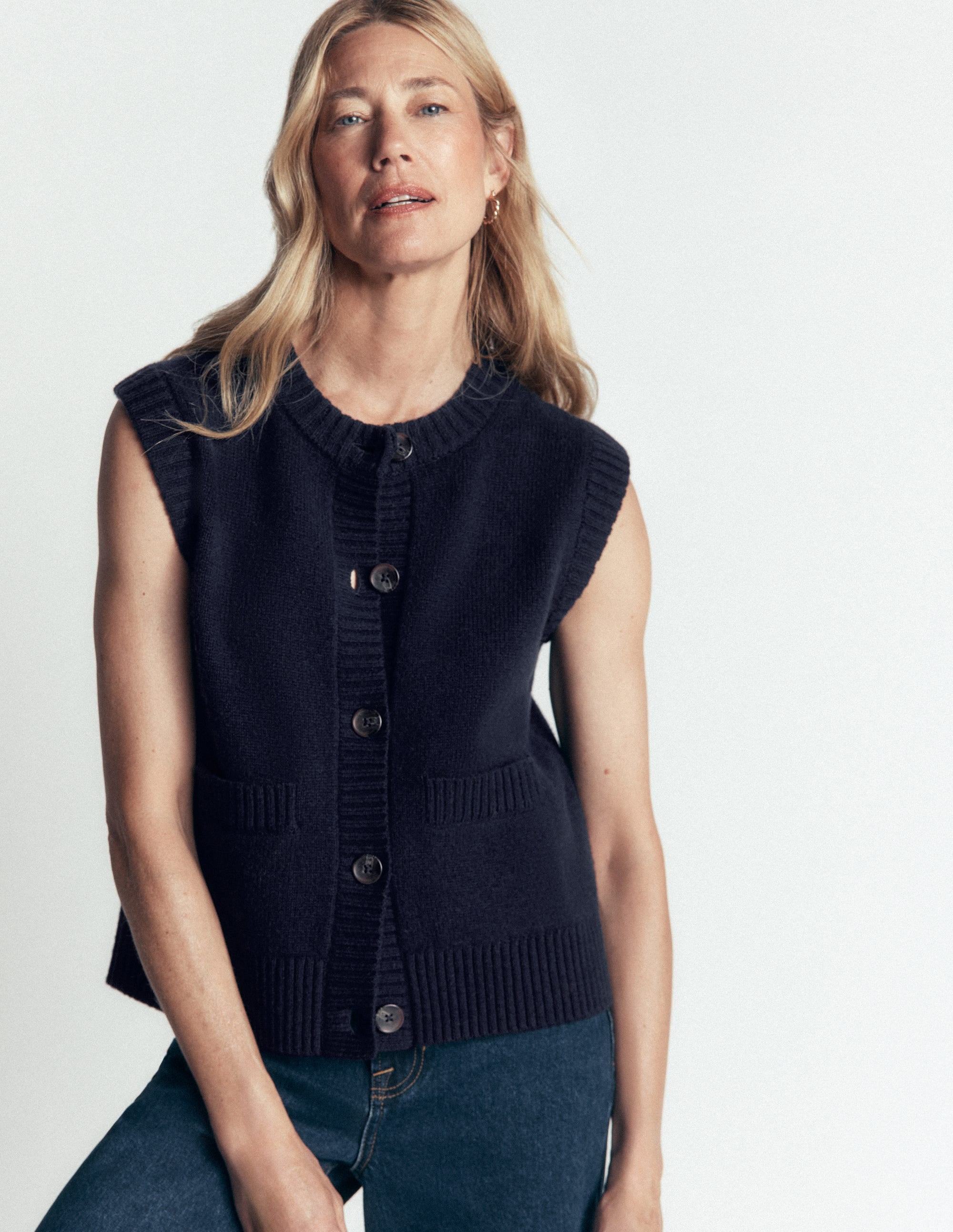 Marta Merino Wool Waistcoat-Navy - Image 5