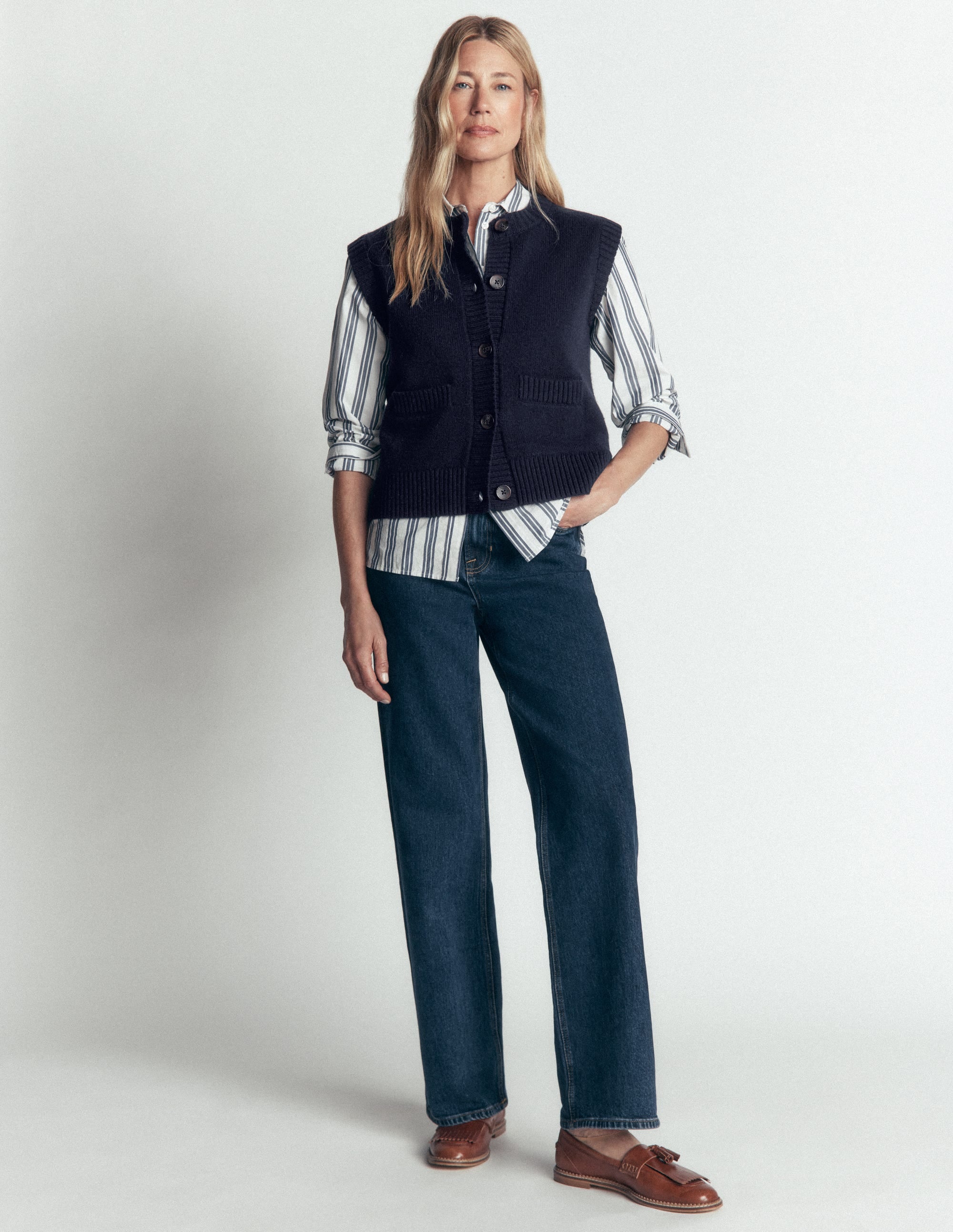 Marta Merino Wool Waistcoat-Navy - Image 6