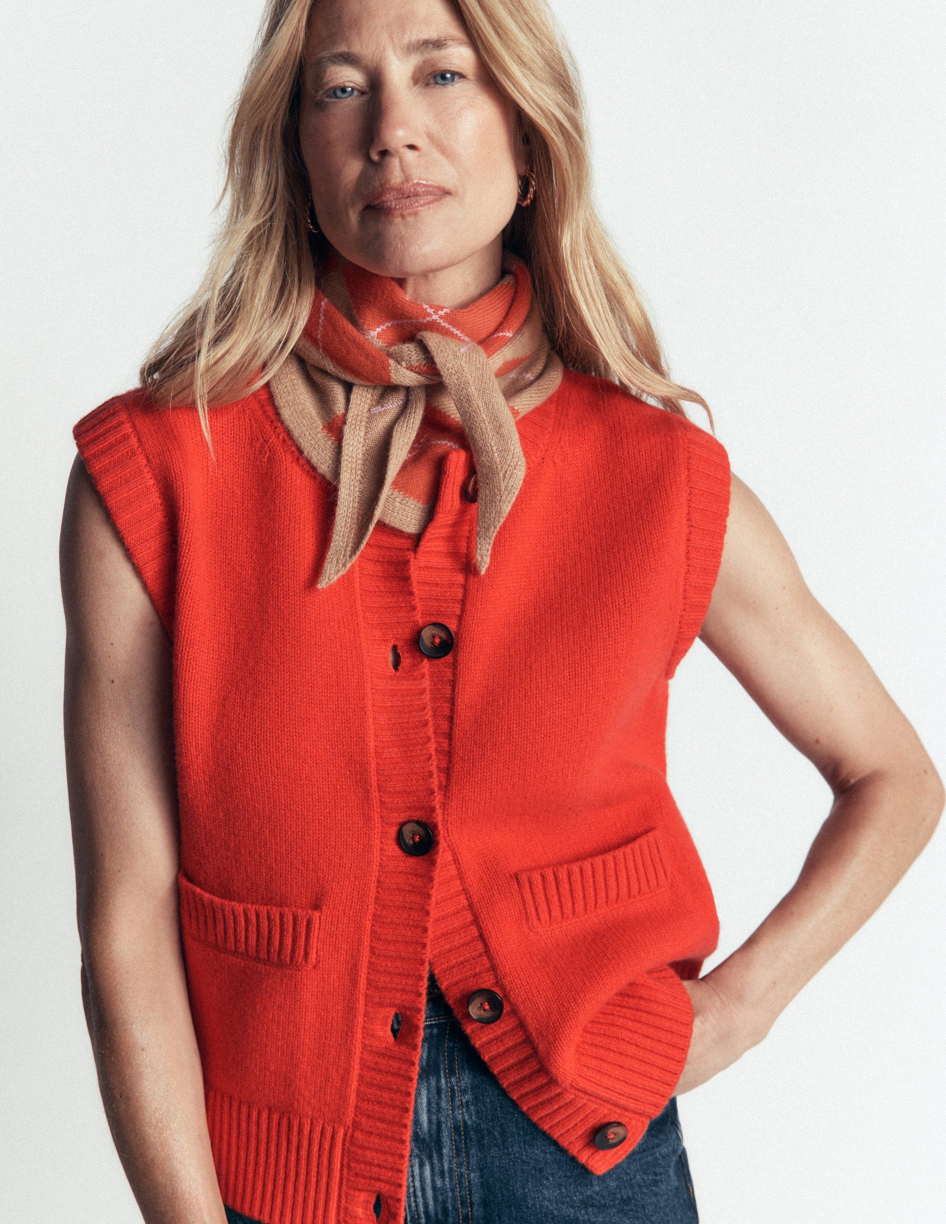 Marta Merino Wool Waistcoat-Sunset Orange-1