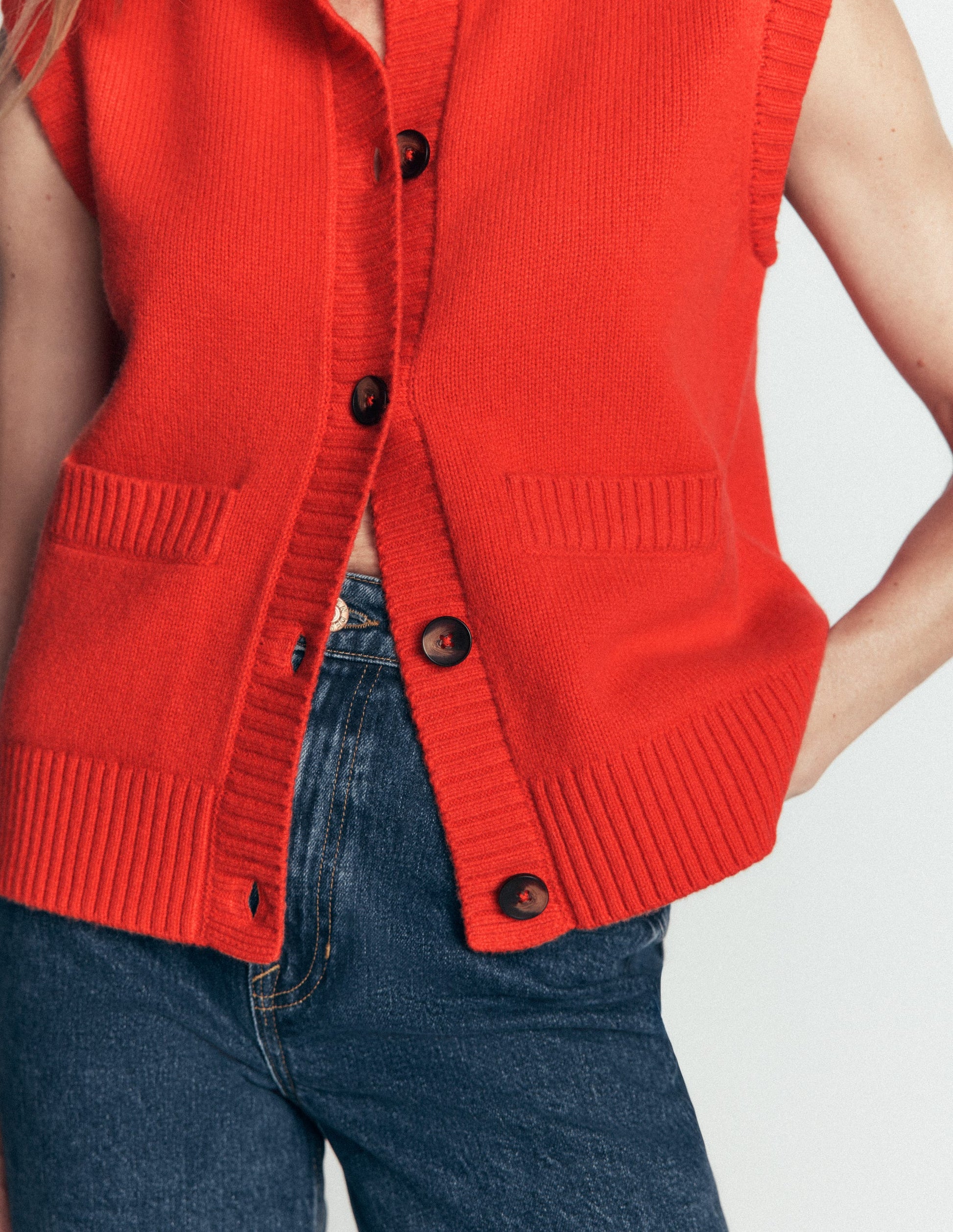 Marta Merino Wool Waistcoat-Sunset Orange-3