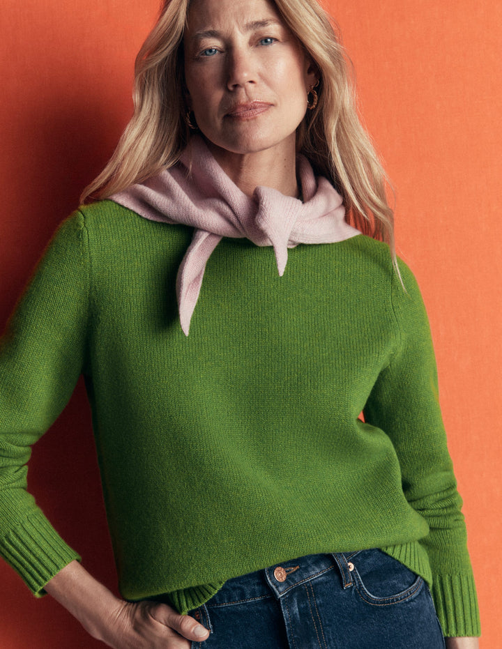Marta Merino Wool Crew Sweater-Juicy Apple