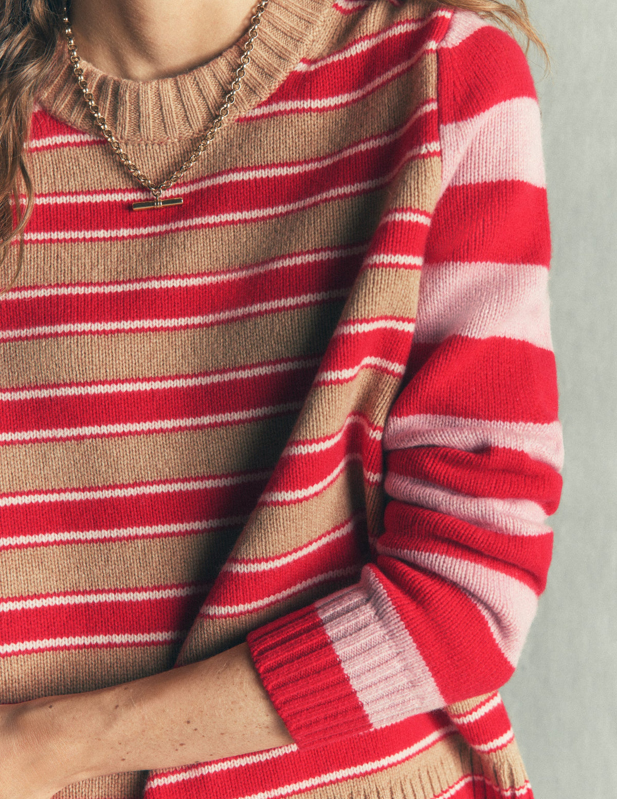 Marta Merino Wool Crew Sweater-Hotch Stripe-2
