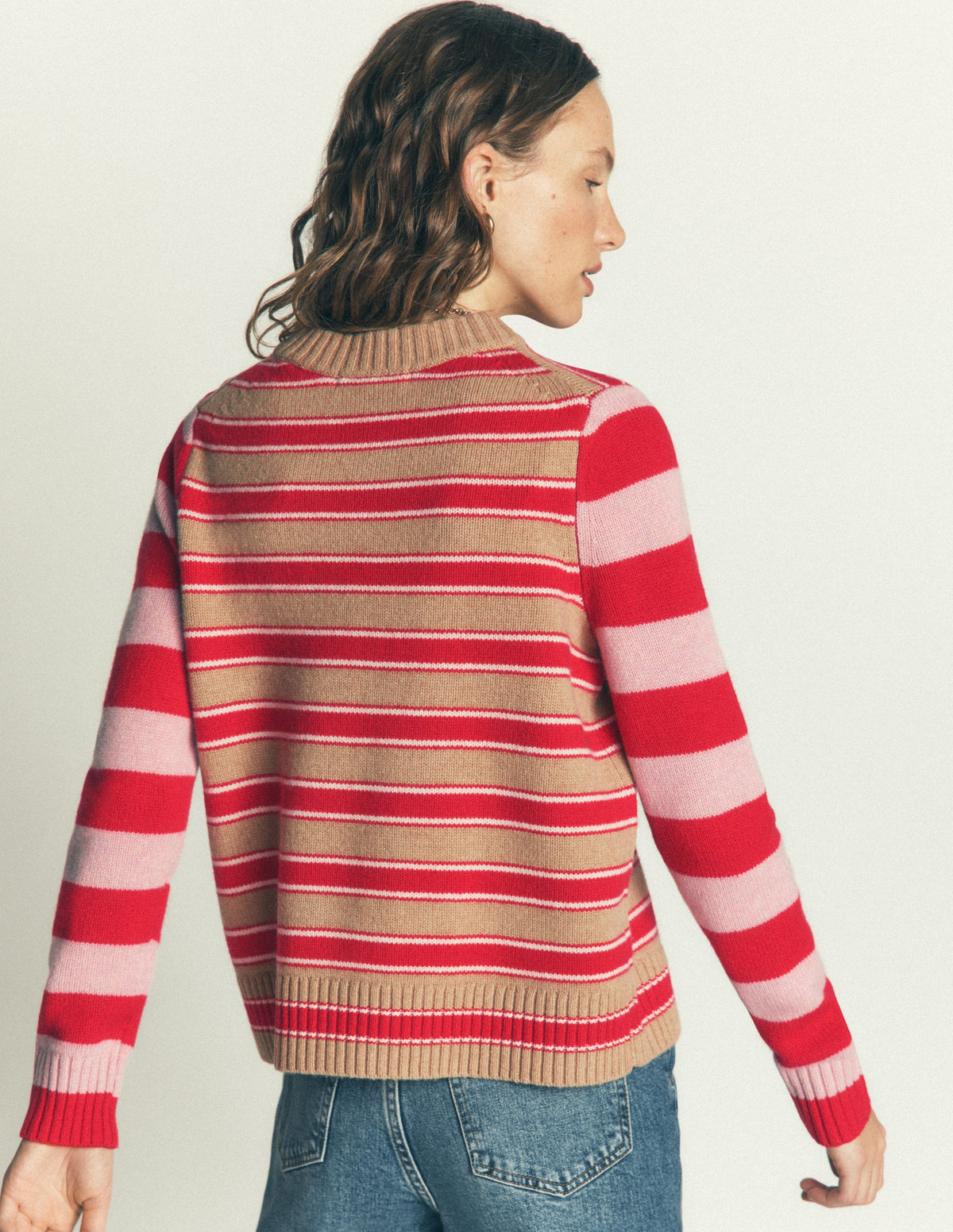 Marta Merino Wool Crew Sweater-Hotch Stripe-3