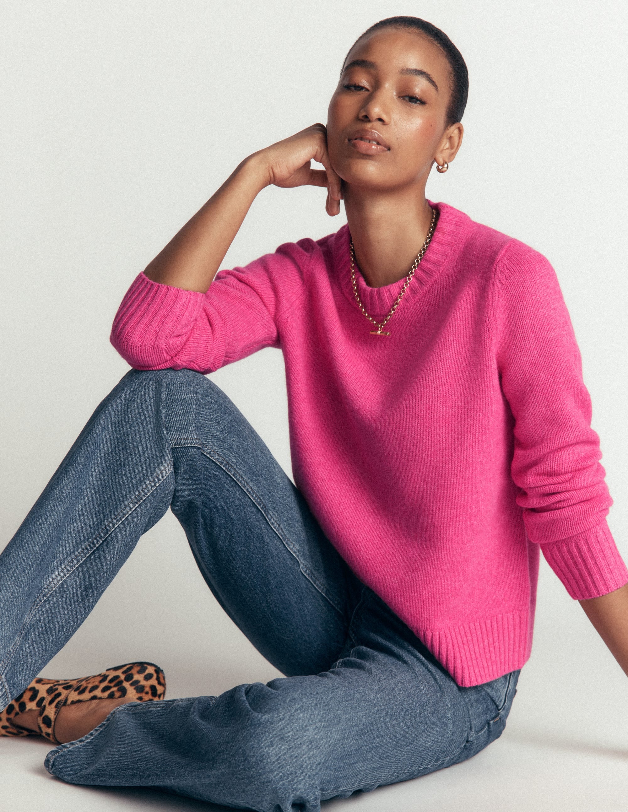 Marta Merino Wool Crew Sweater-Pink Power - Image 2