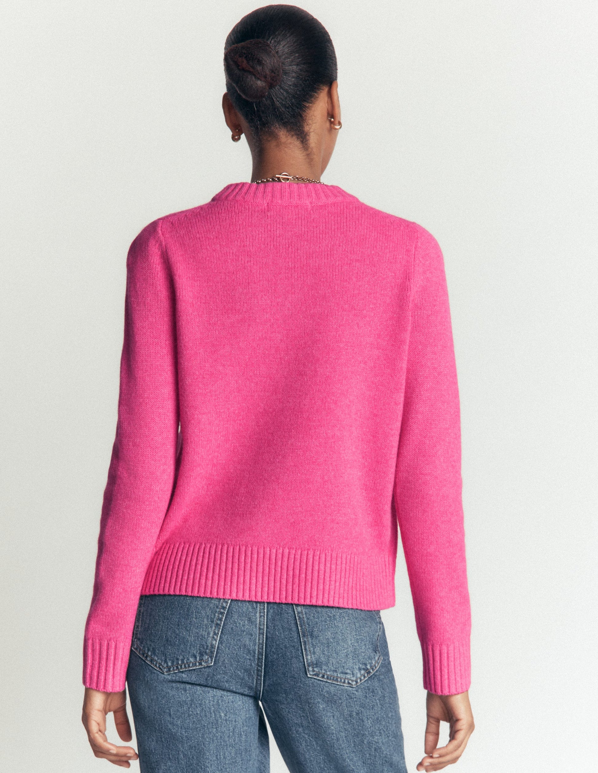 Marta Merino Wool Crew Sweater-Pink Power-4