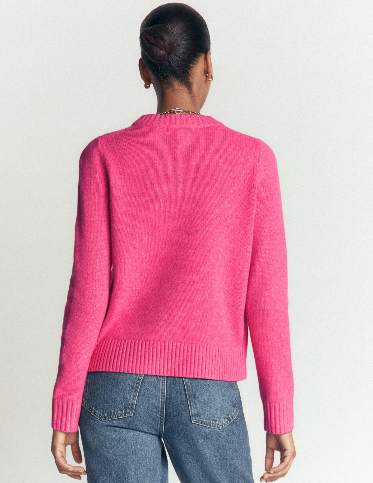 Marta Merino Wool Crew Sweater-Pink Power-4
