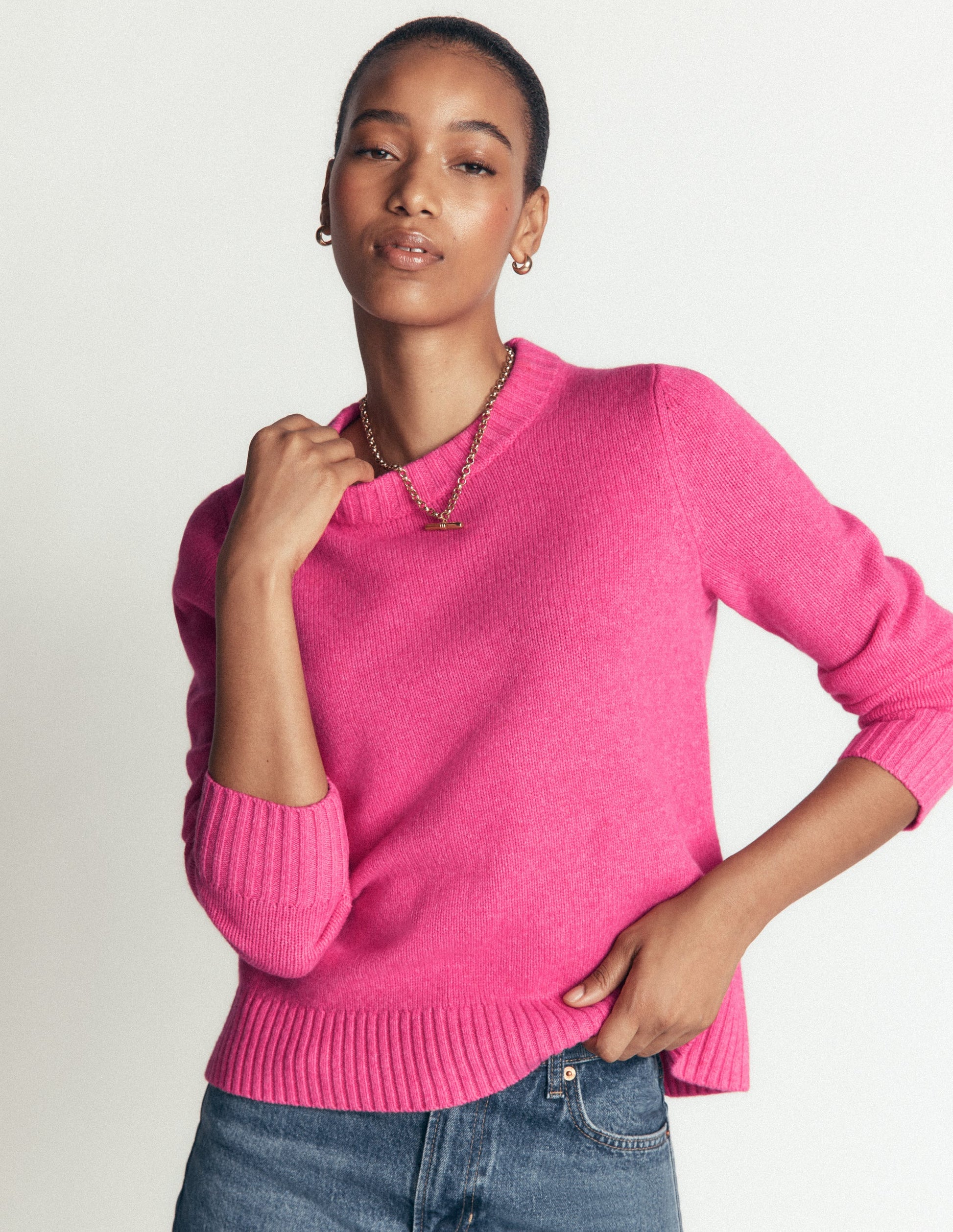 Marta Merino Wool Crew Sweater-Pink Power-5