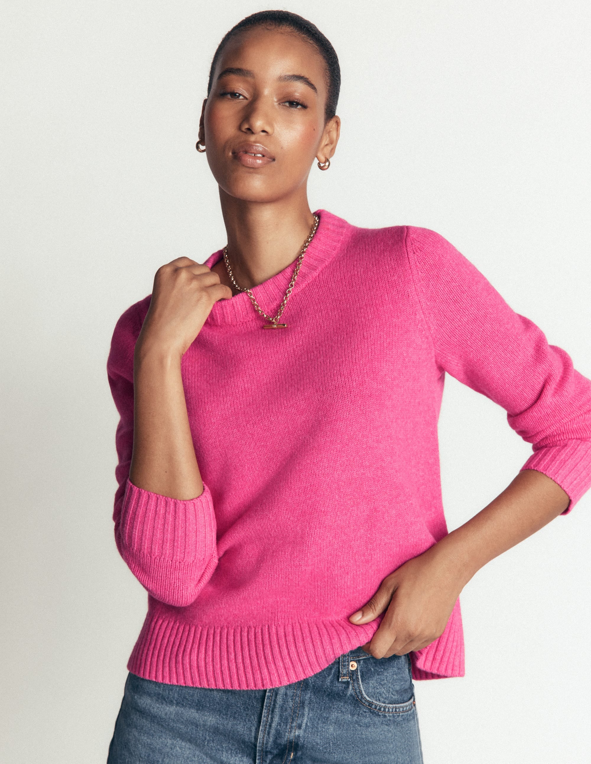 Marta Merino Wool Crew Sweater-Pink Power - Image 5