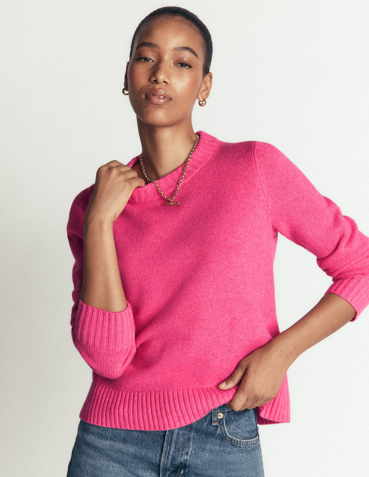 Marta Merino Wool Crew Sweater-Pink Power-5