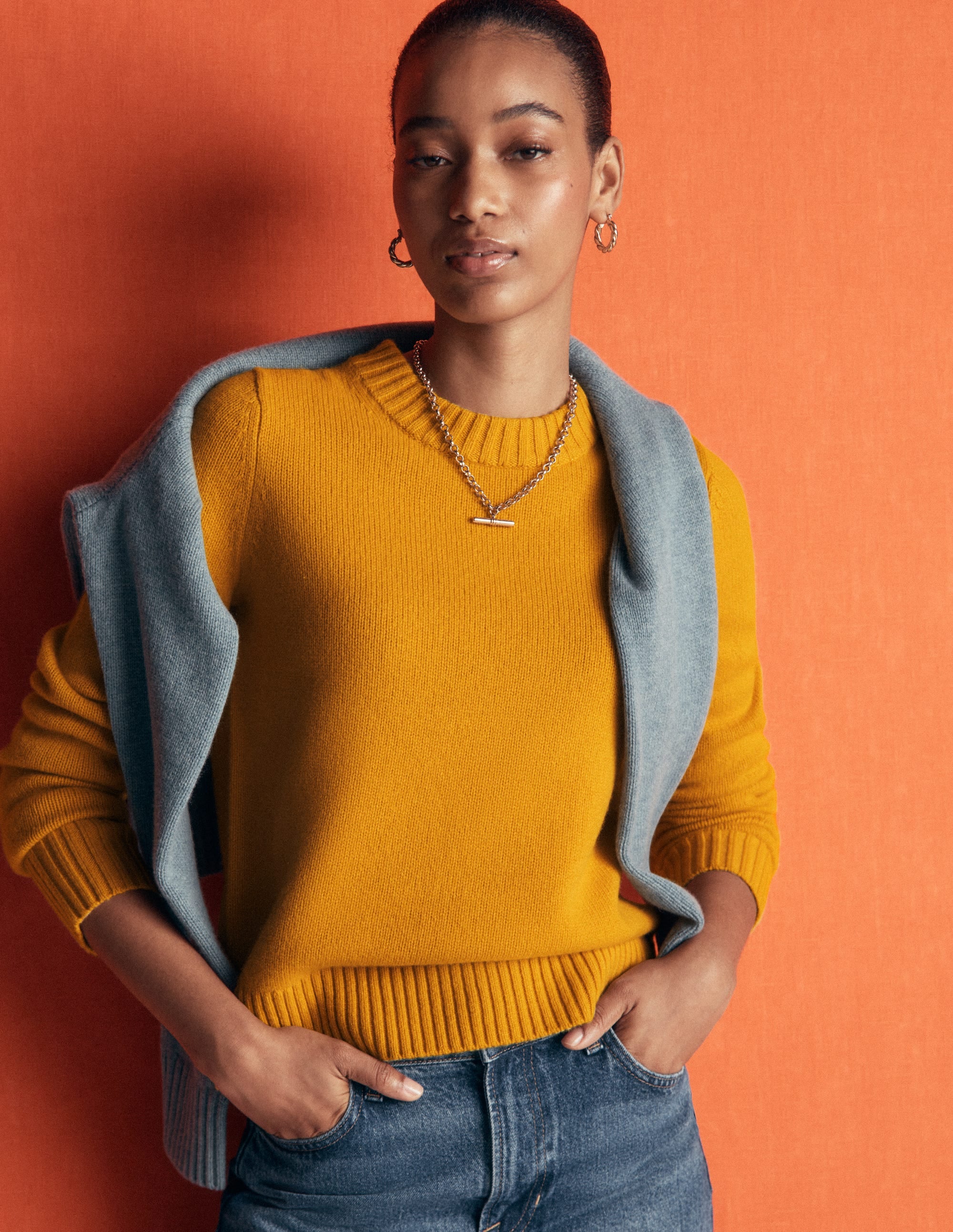 Marta Merino Wool Crew Sweater-Honey Yellow - Image 1