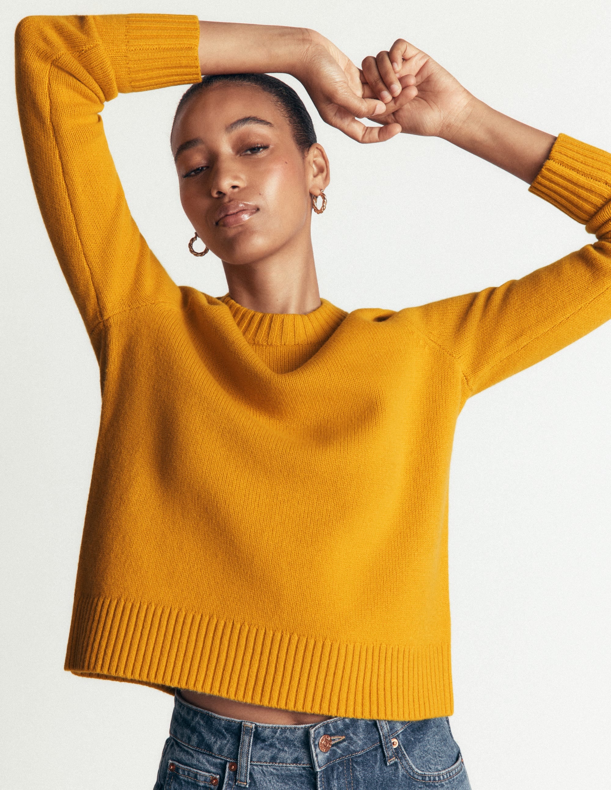 Marta Merino Wool Crew Sweater-Honey Yellow - Image 3