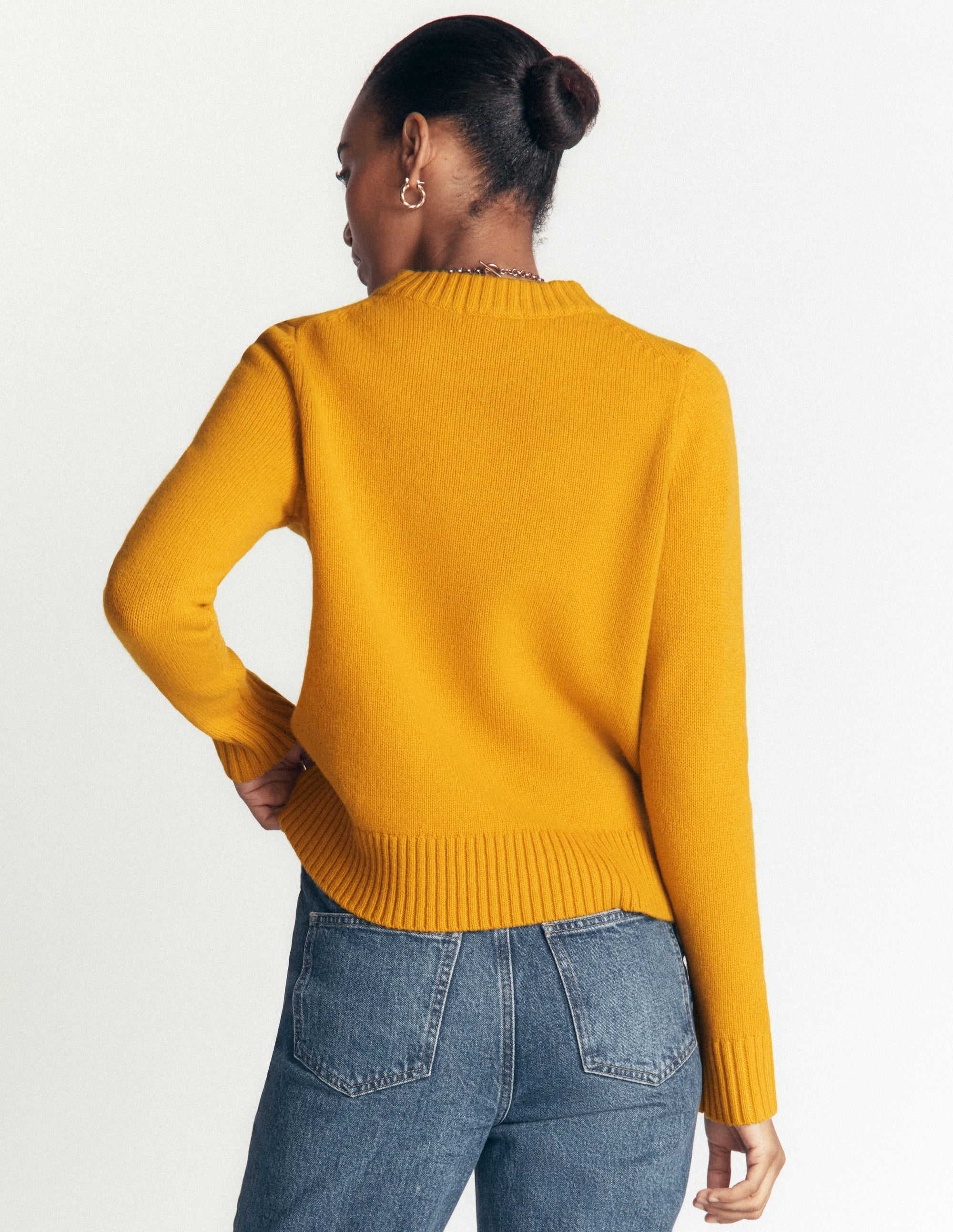Marta Merino Wool Crew Sweater-Honey Yellow - Image 4