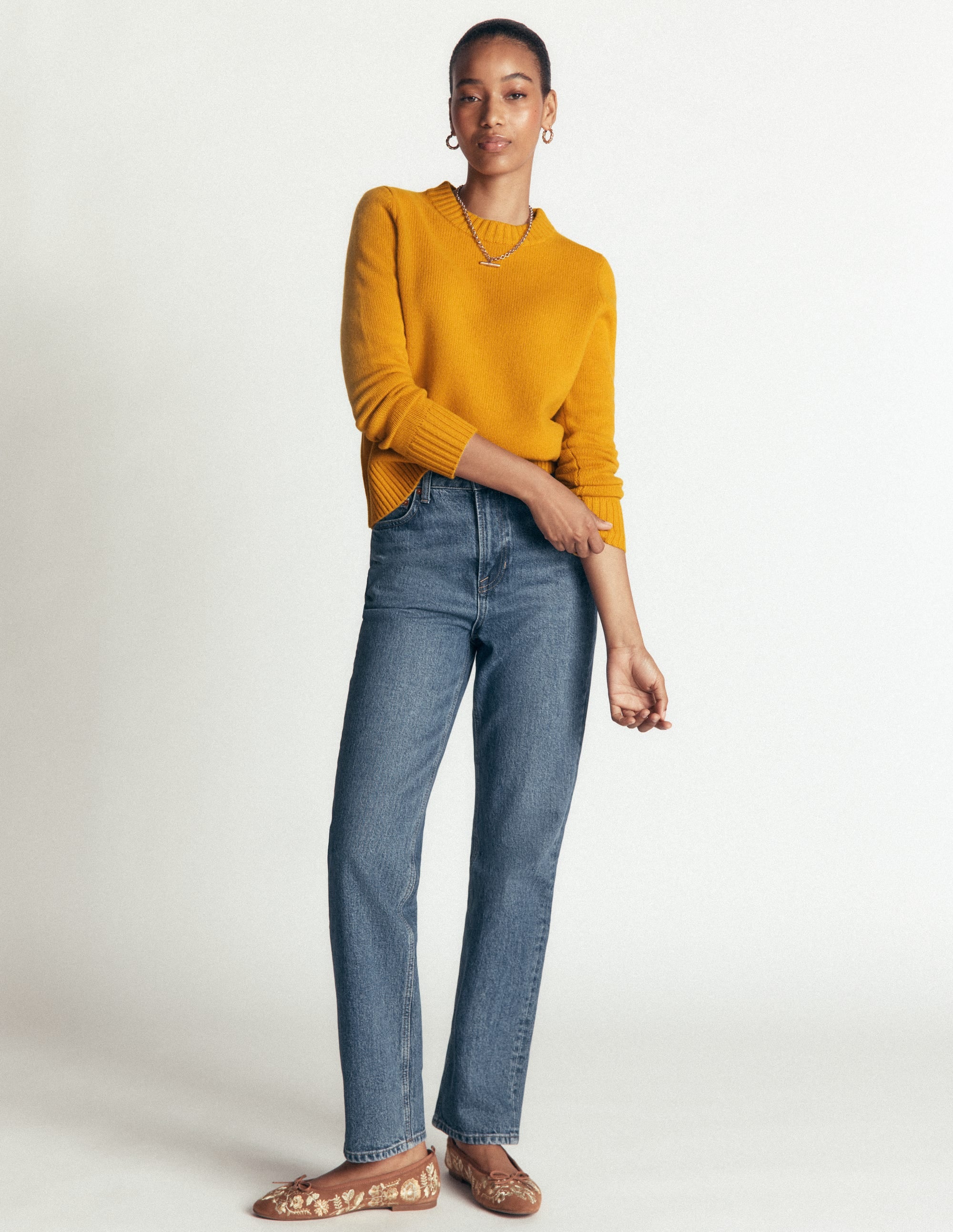 Marta Merino Wool Crew Sweater-Honey Yellow - Image 5