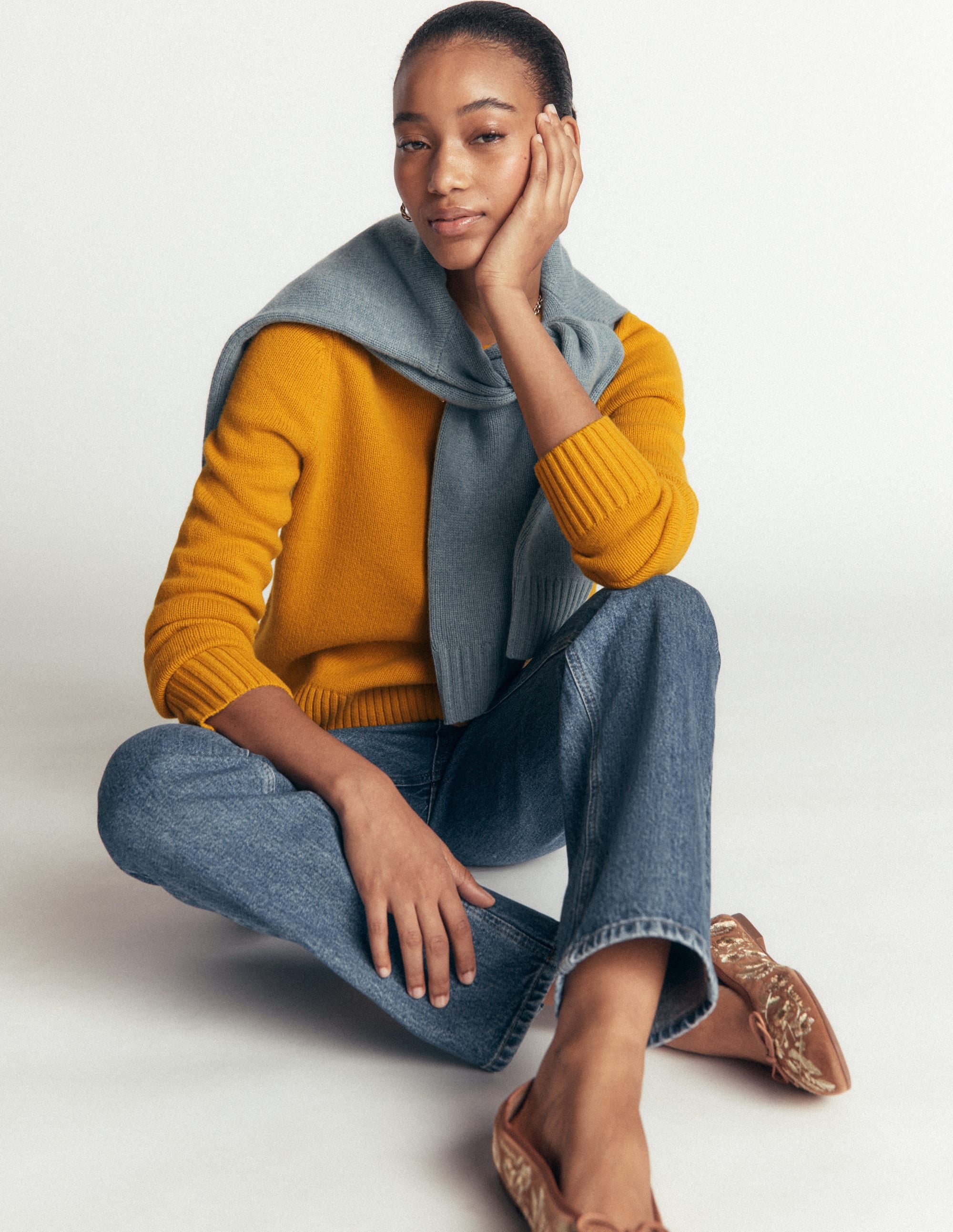 Marta Merino Wool Crew Sweater-Honey Yellow - Image 6