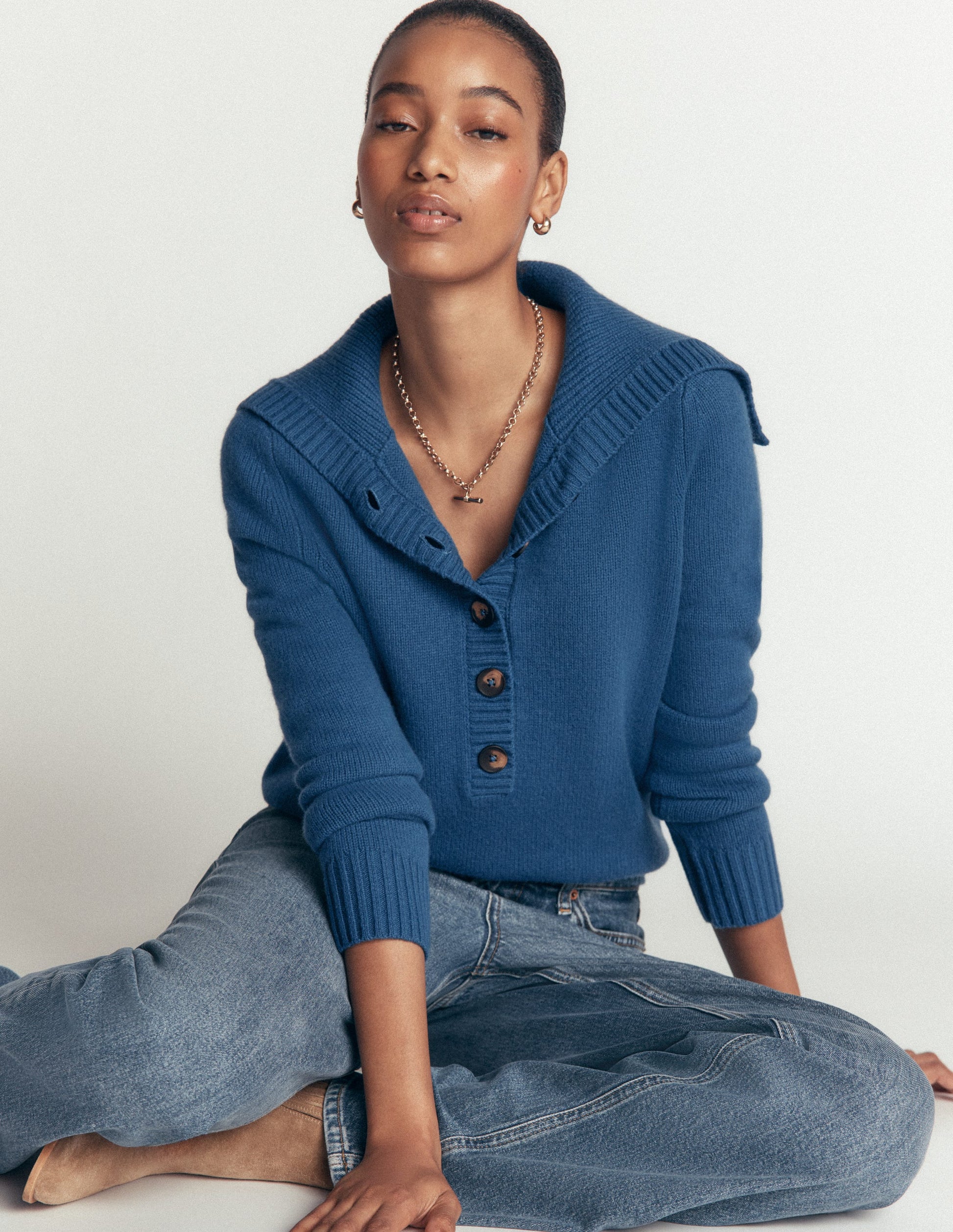 Marta Merino Wool Sailor Top-Delft Blue-2